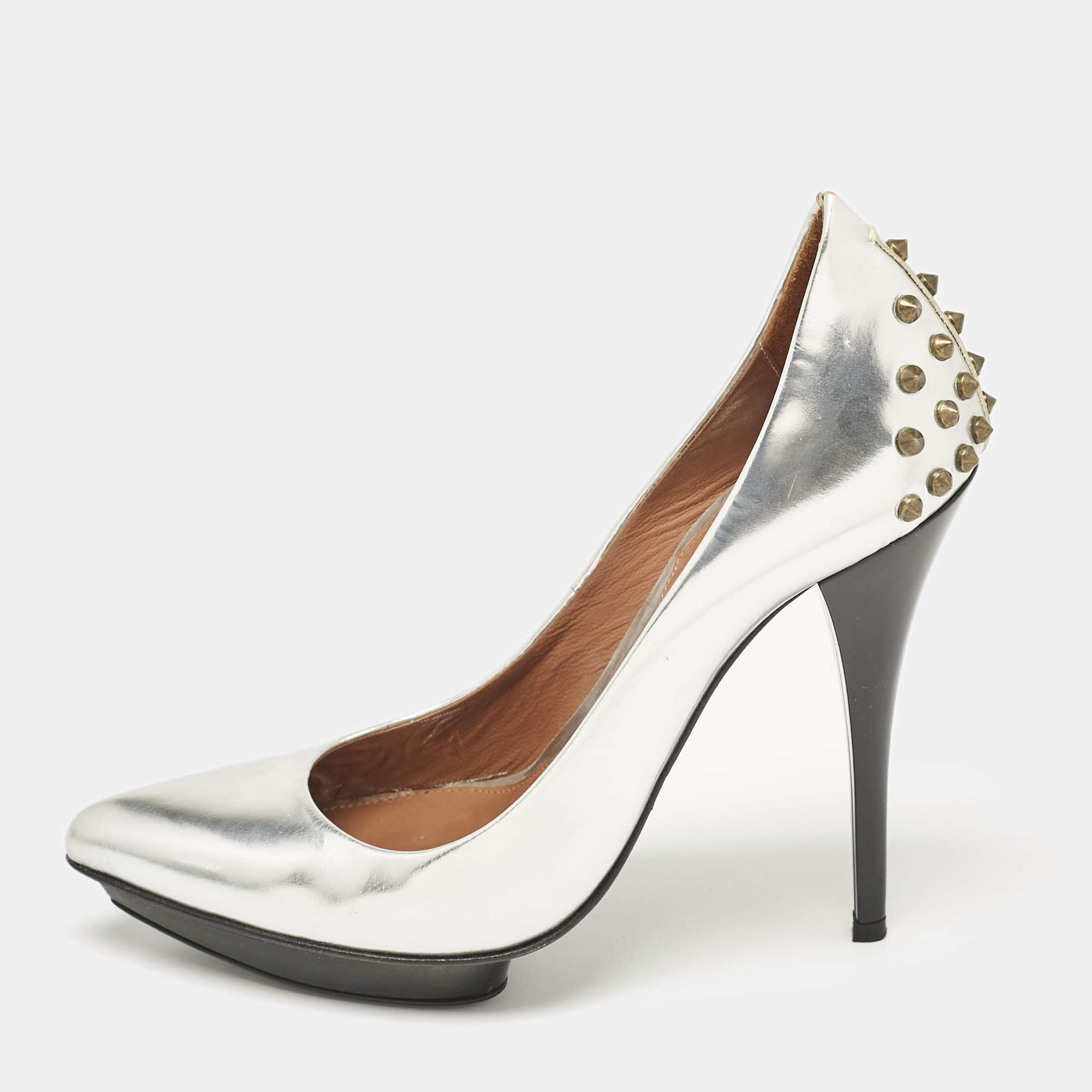 McQ by Alexander McQueen Silver Leather Platform Pumps Size 39
