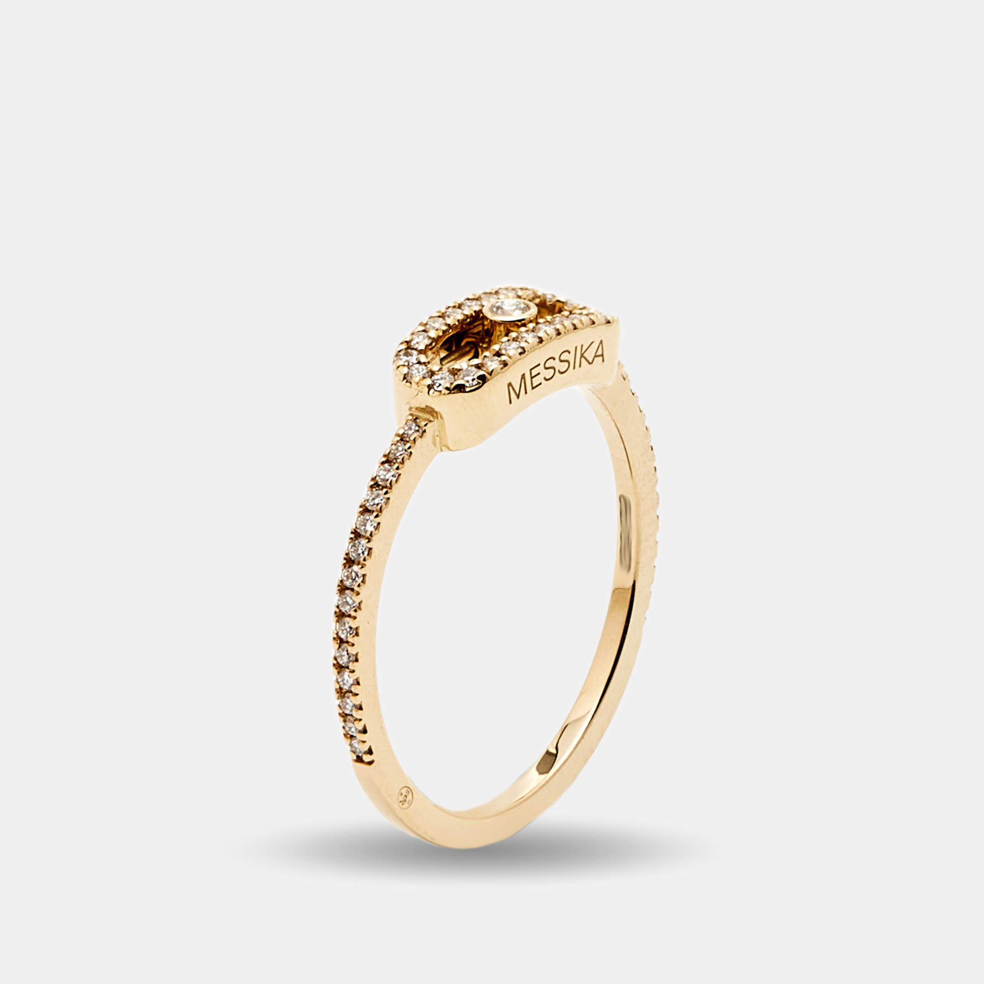 Messika Move Uno Pavé Diamond 18k Yellow Gold Ring Size 50