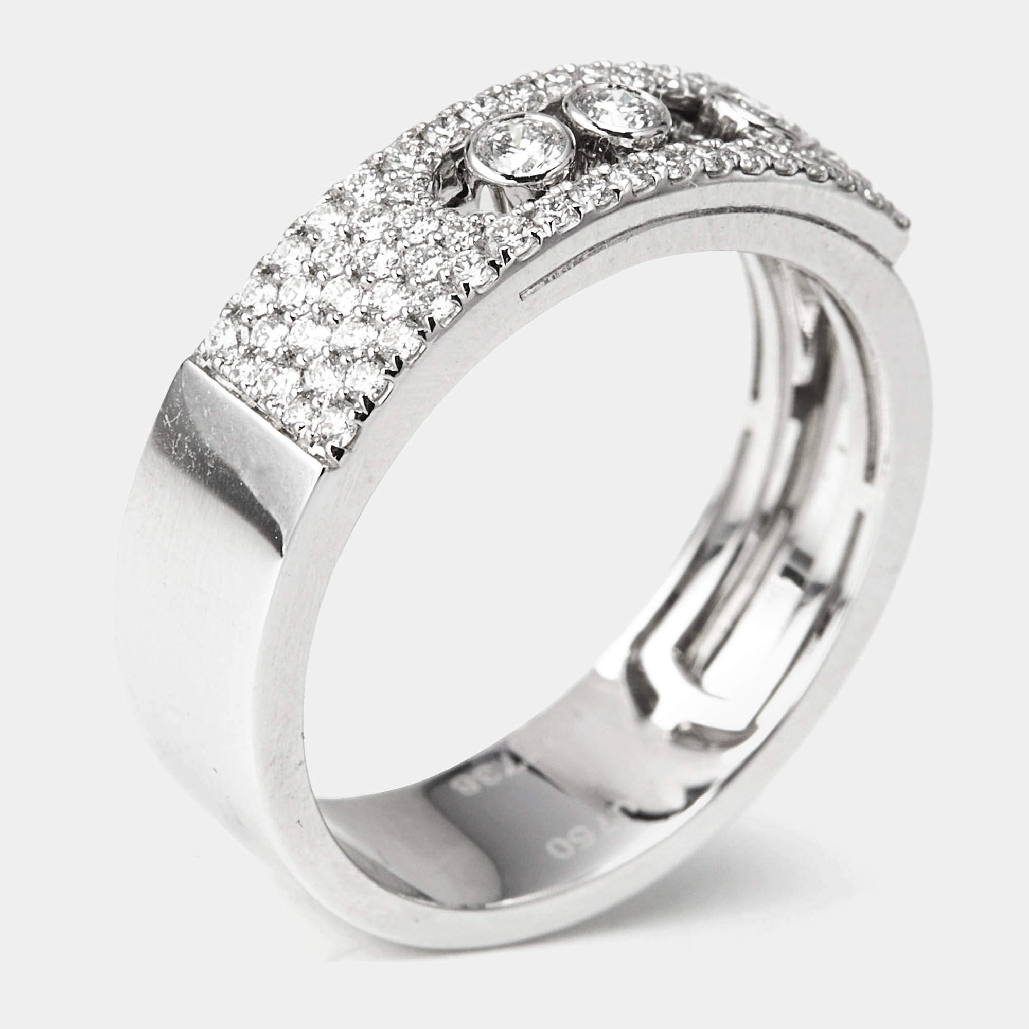 Pre Owned Messika Move Noa Pavé  Diamonds 18k White Gold Ring Size 55