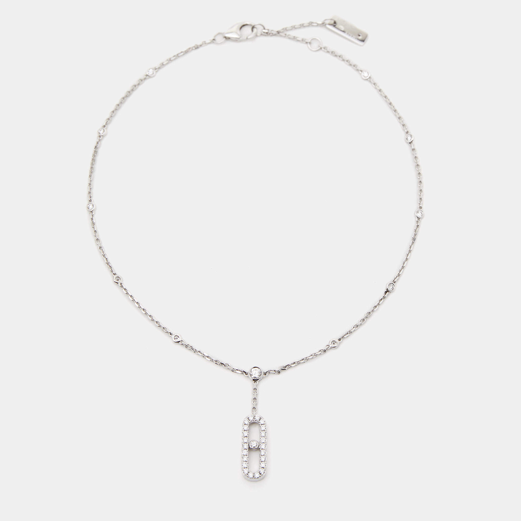 Messika  Move Uno Paved Diamonds 18k White Gold Ankle Bracelet 