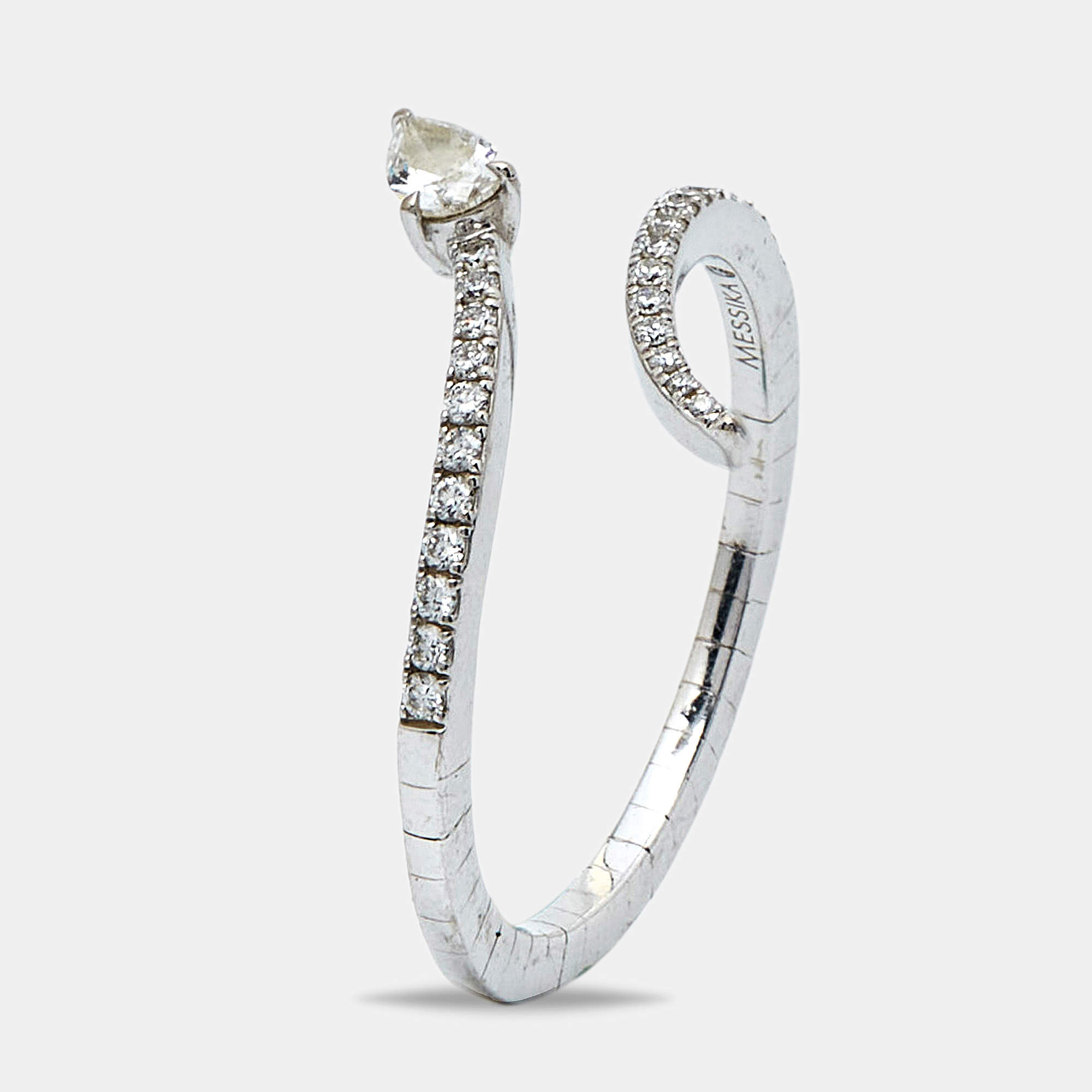 Messika Skinny Snake Diamond 18k White Gold Ring Size 52