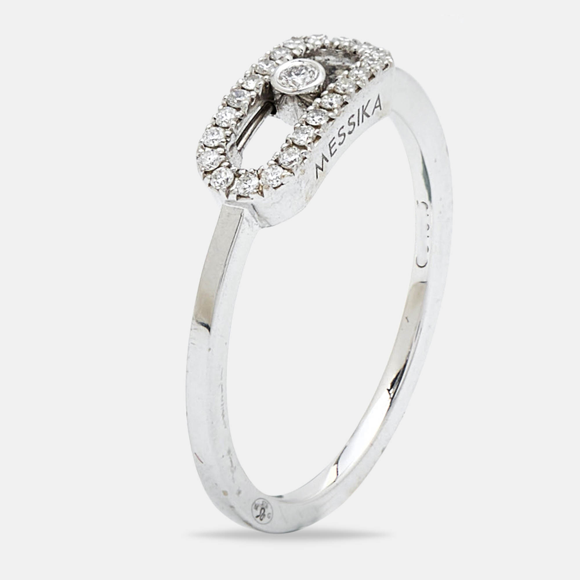 Messika Move Uno Diamonds 18k White Gold Ring Size 48