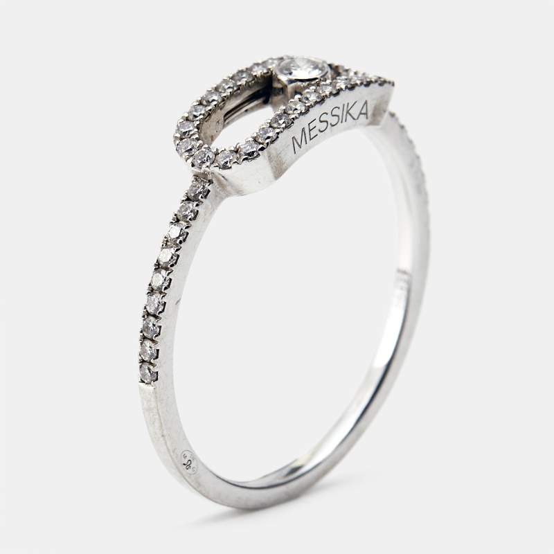 Messika Move Uno Pave Diamonds 18k White Gold Ring Size 59