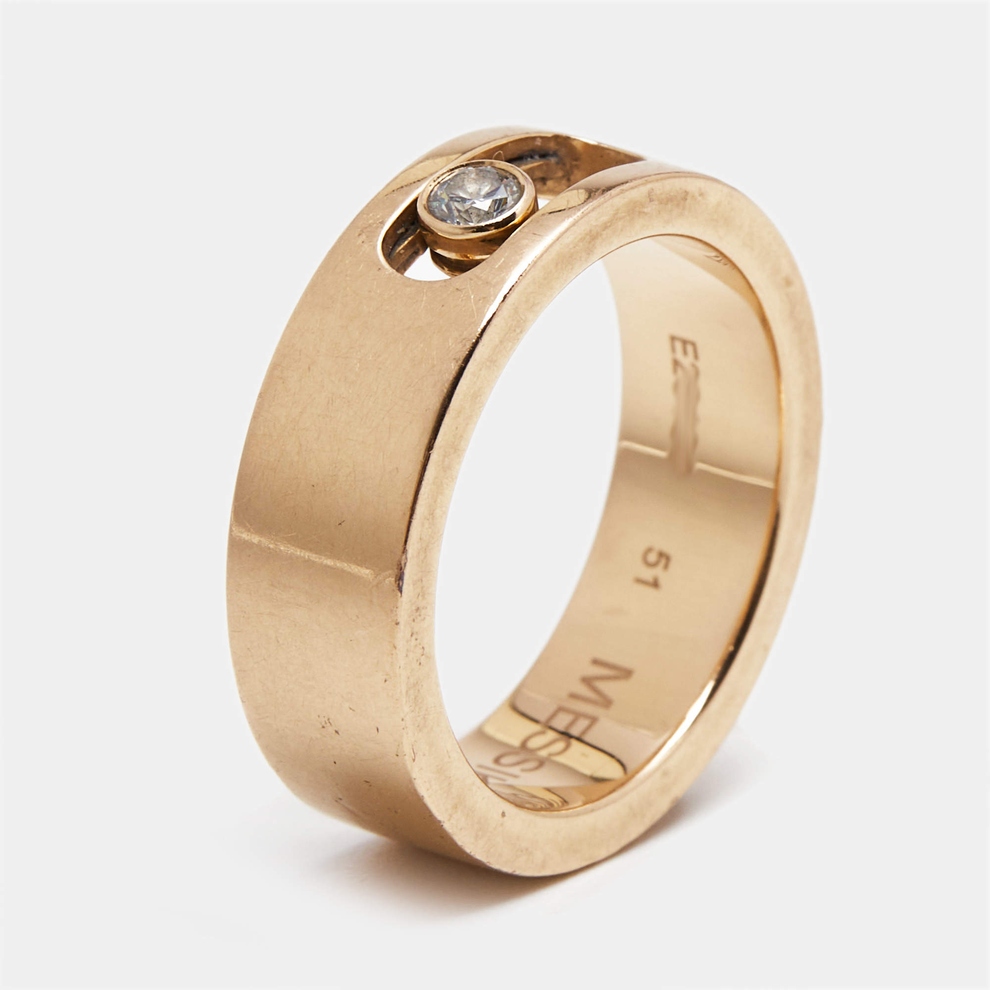 Messika Move Joaillerie Diamond 18k Rose Gold Wedding Ring Size 51
