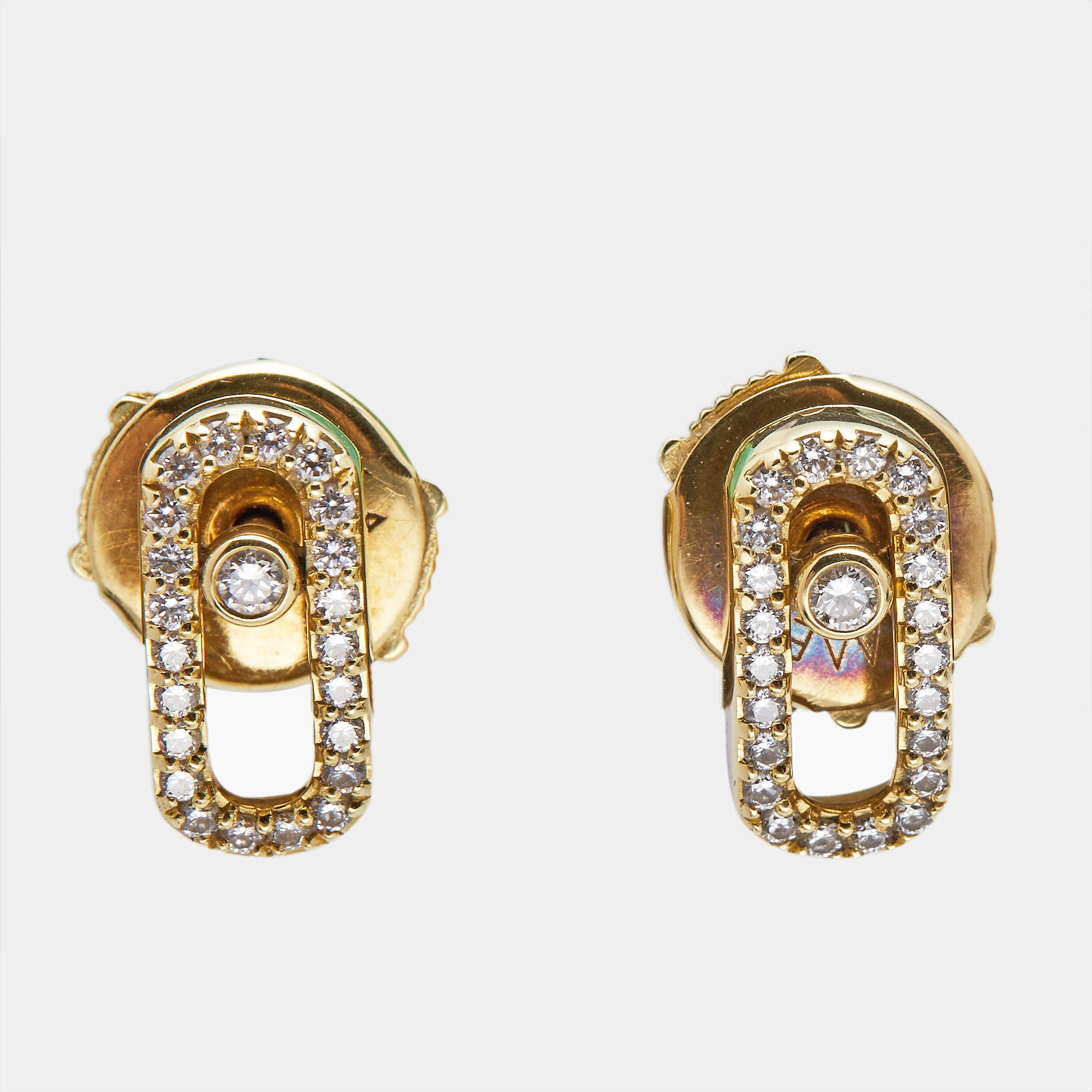 Messika Move Uno Pave Diamond 18k Yellow Gold Small Earrings