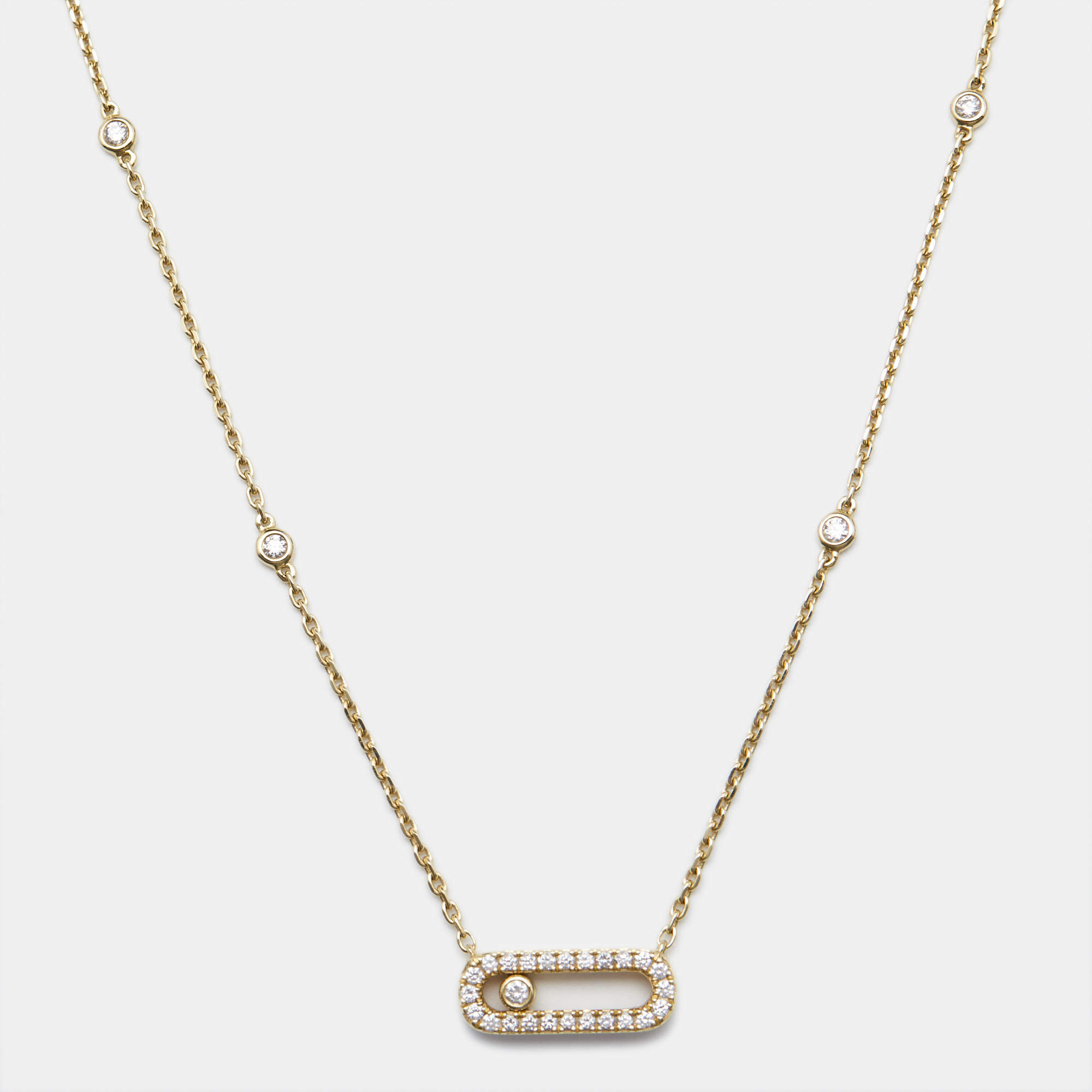 Messika Move Uno Pave Diamonds 18k Yellow Gold Necklace