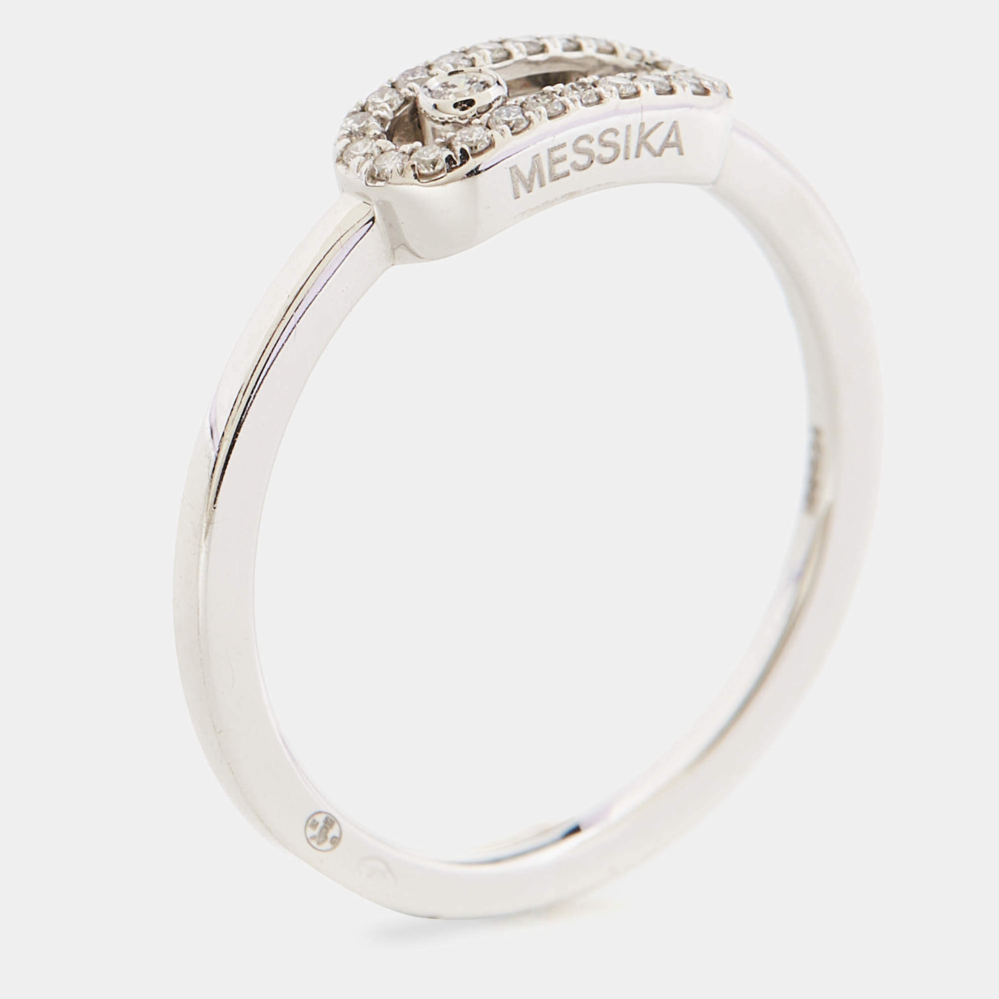 Messika Move Uno Diamonds 18k White Gold Ring Size 51