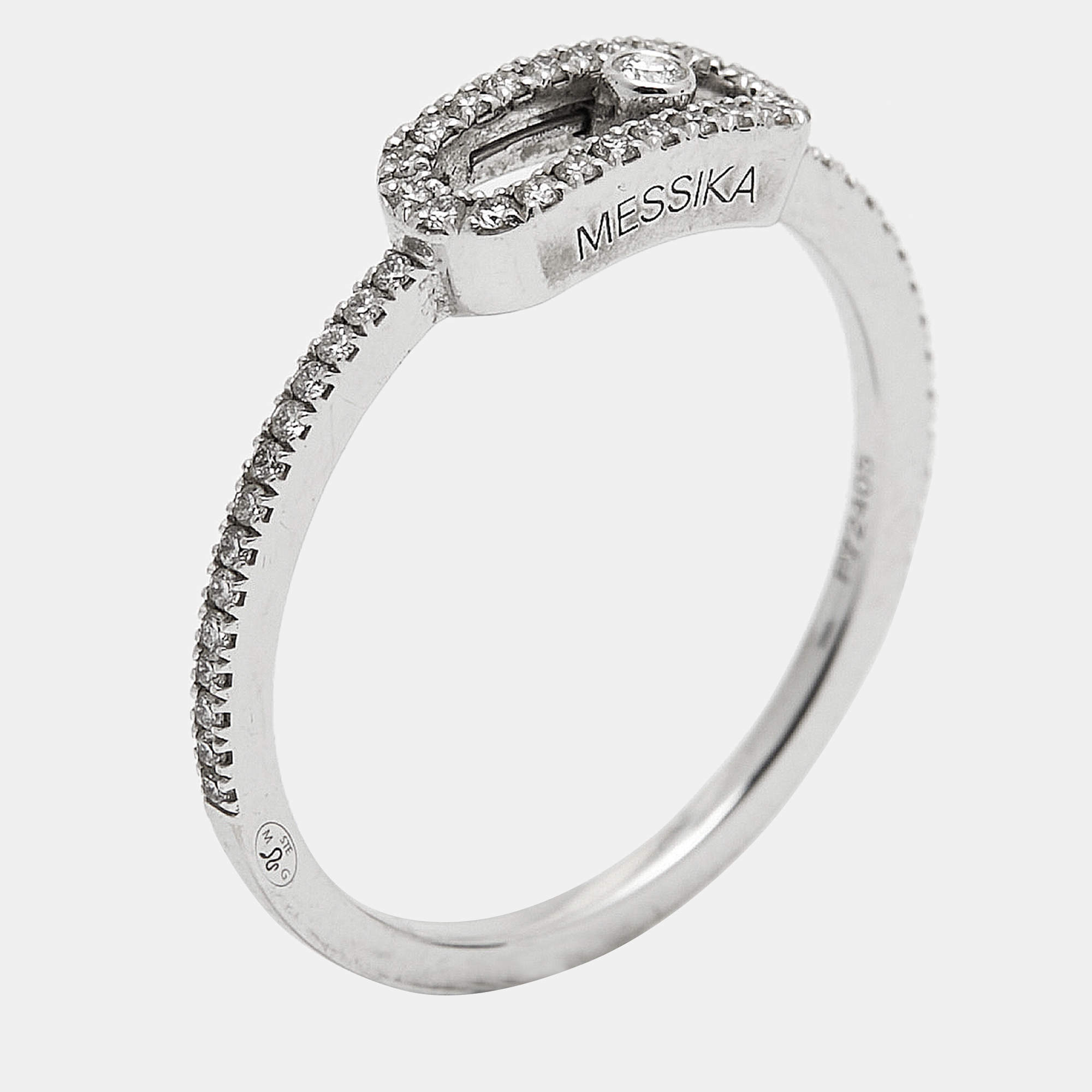 Messika Move Uno Diamond 18k White Gold Ring Size 52