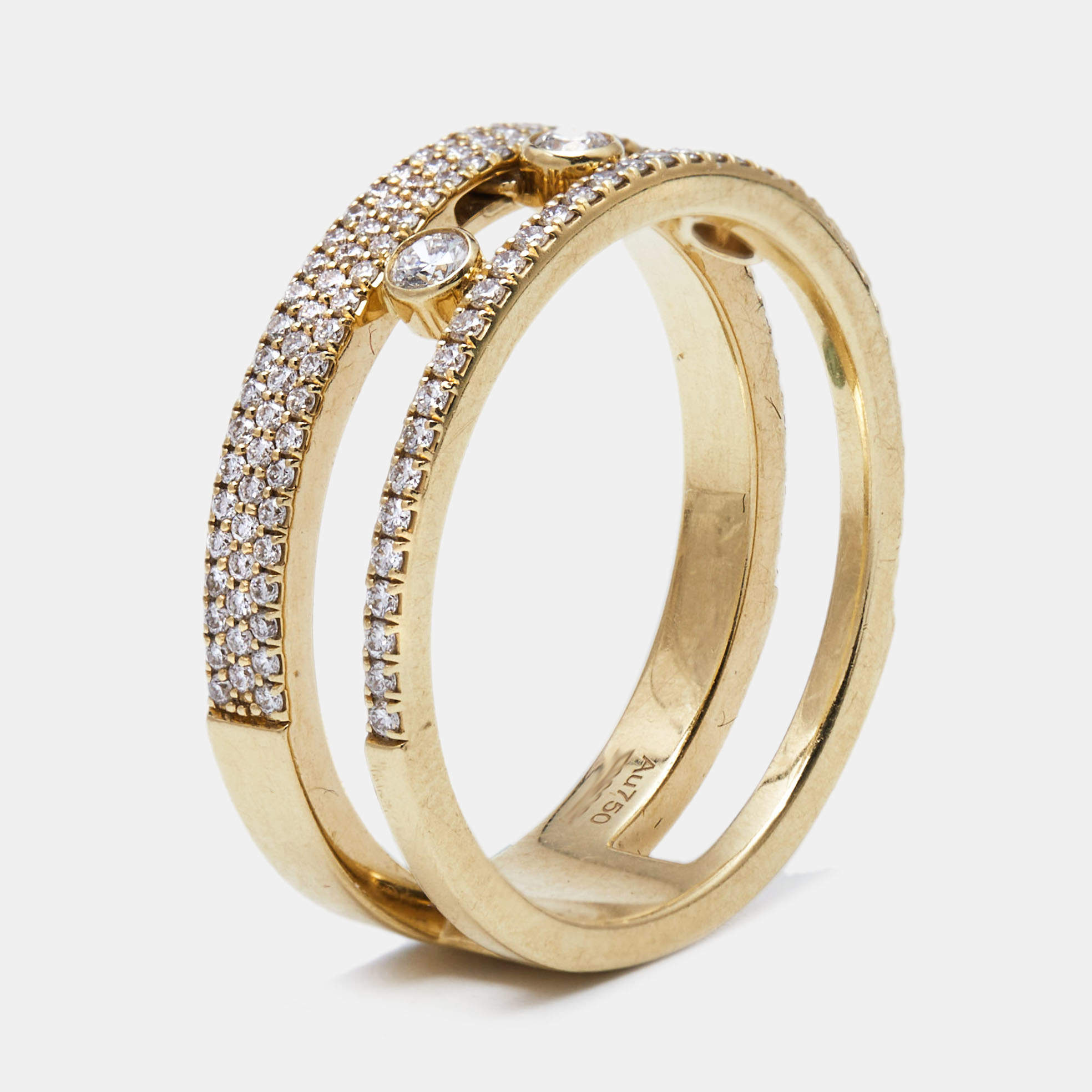 Messika Move Romane Diamonds 18k Yellow Gold Ring Size 62