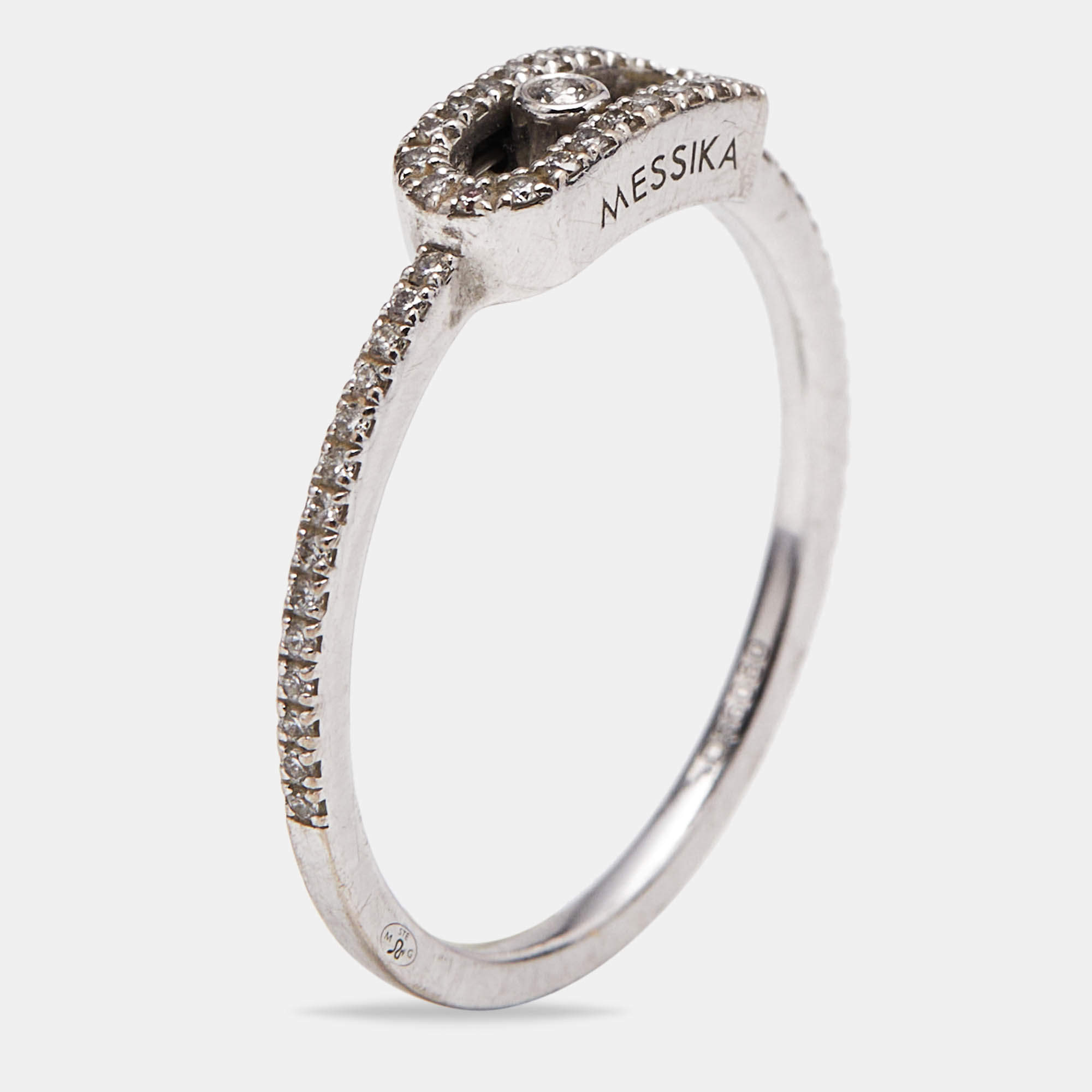 Messika Move Uno Pavé Diamonds 18k White Gold Ring Size 52