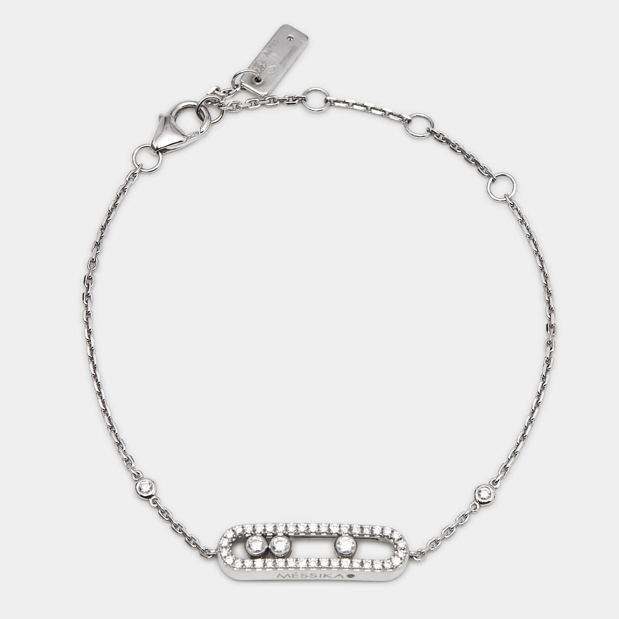 Pre Owned Messika Baby Move Pavé Diamonds 18k White Gold Bracelet