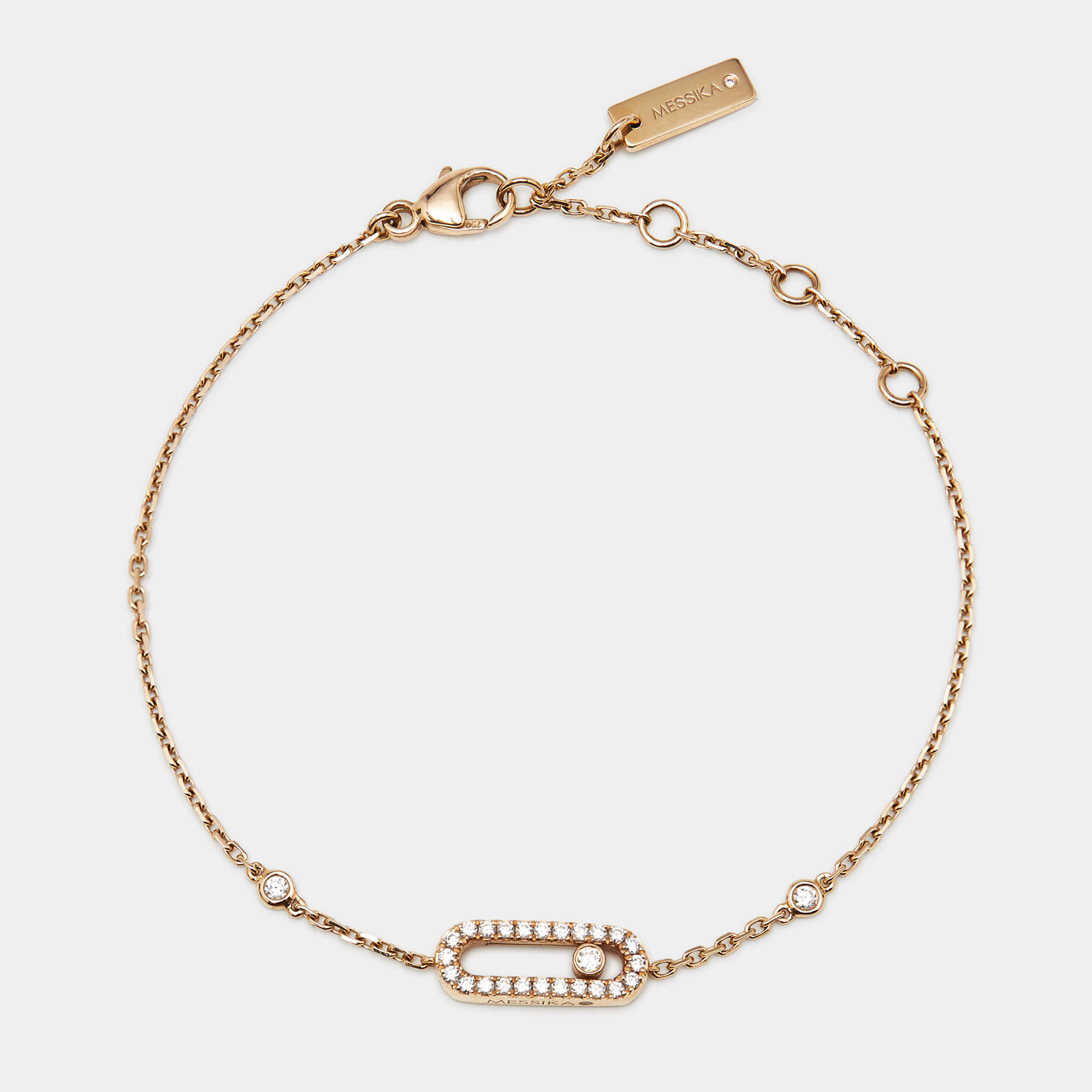 Pre Owned Messika Move Uno Pavé Diamonds 18k Rose Gold Bracelet