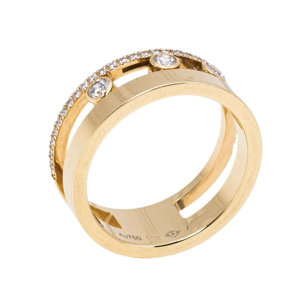 Messika Move Romane Diamond 18K Yellow Gold Ring Size 53