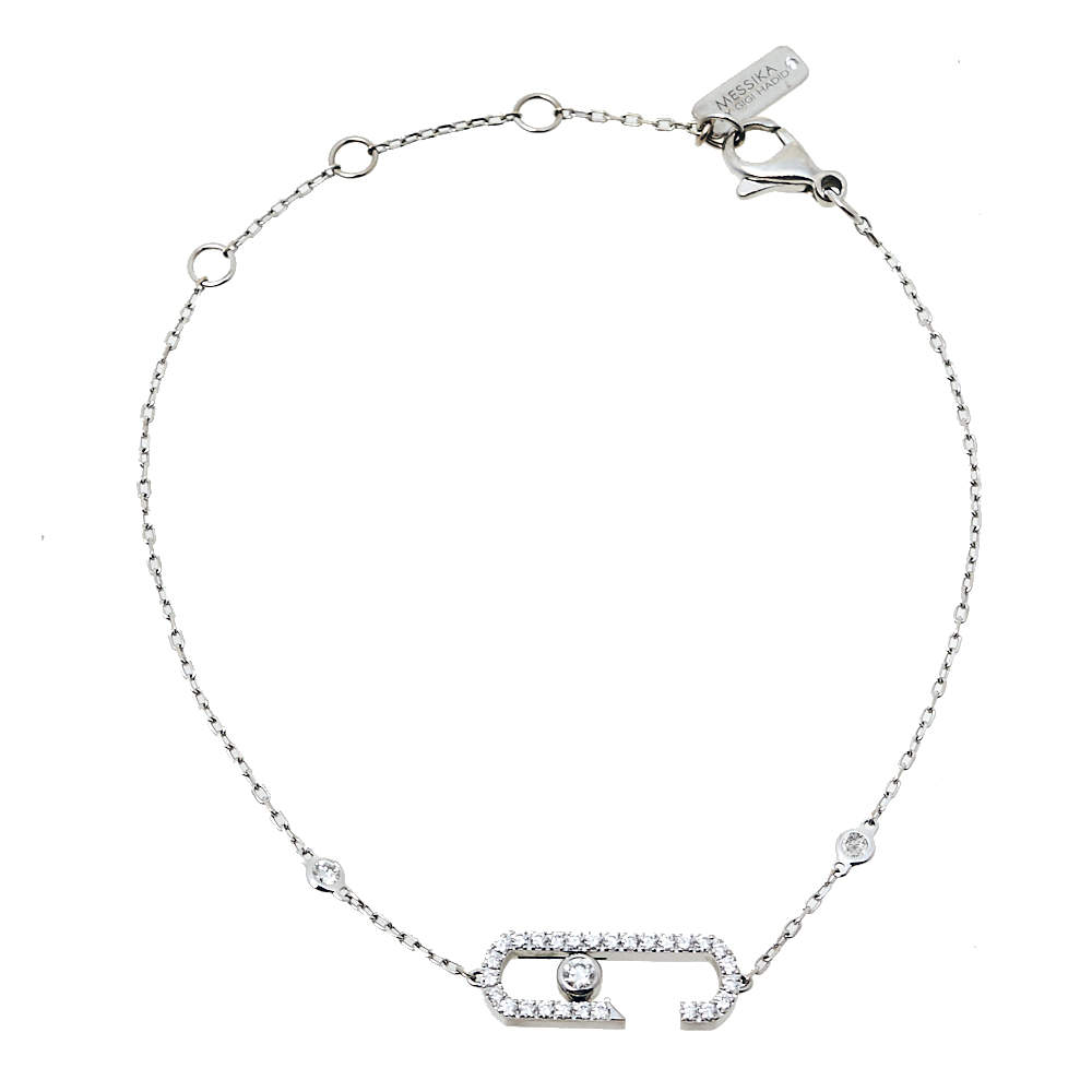 Pre Owned Messika Move Addiction by Gigi Hadid Diamond 18K White Gold Bracelet