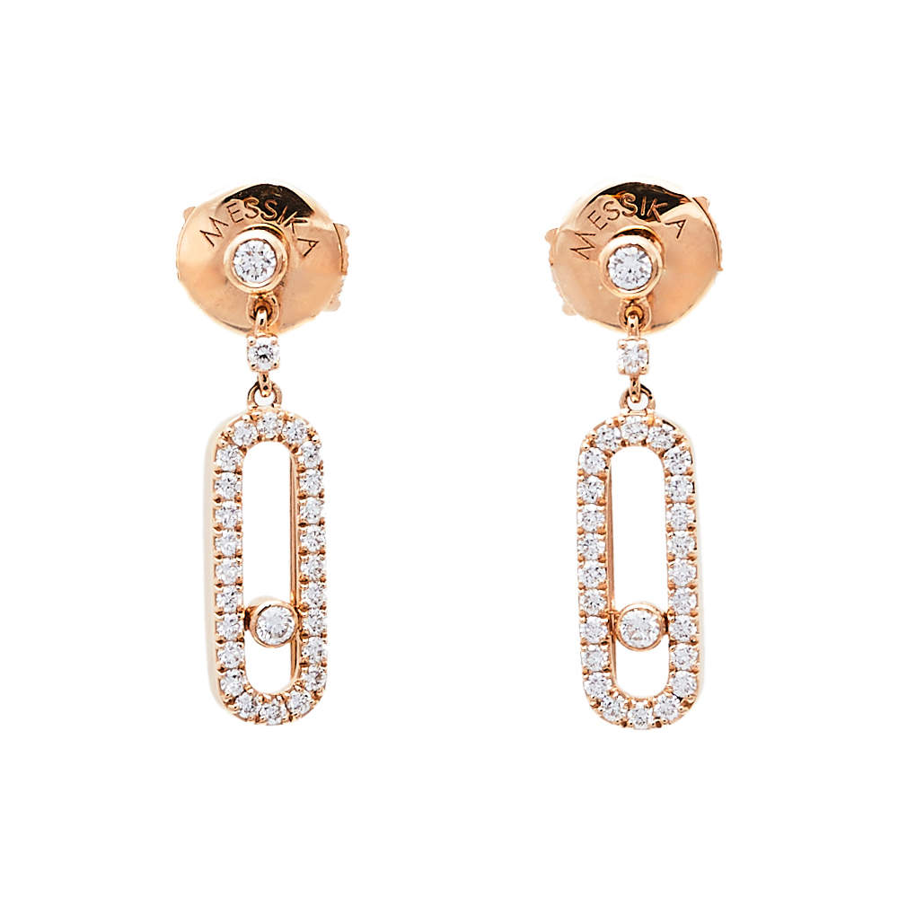 Messika Move Uno Diamond 18K Rose Gold Earrings