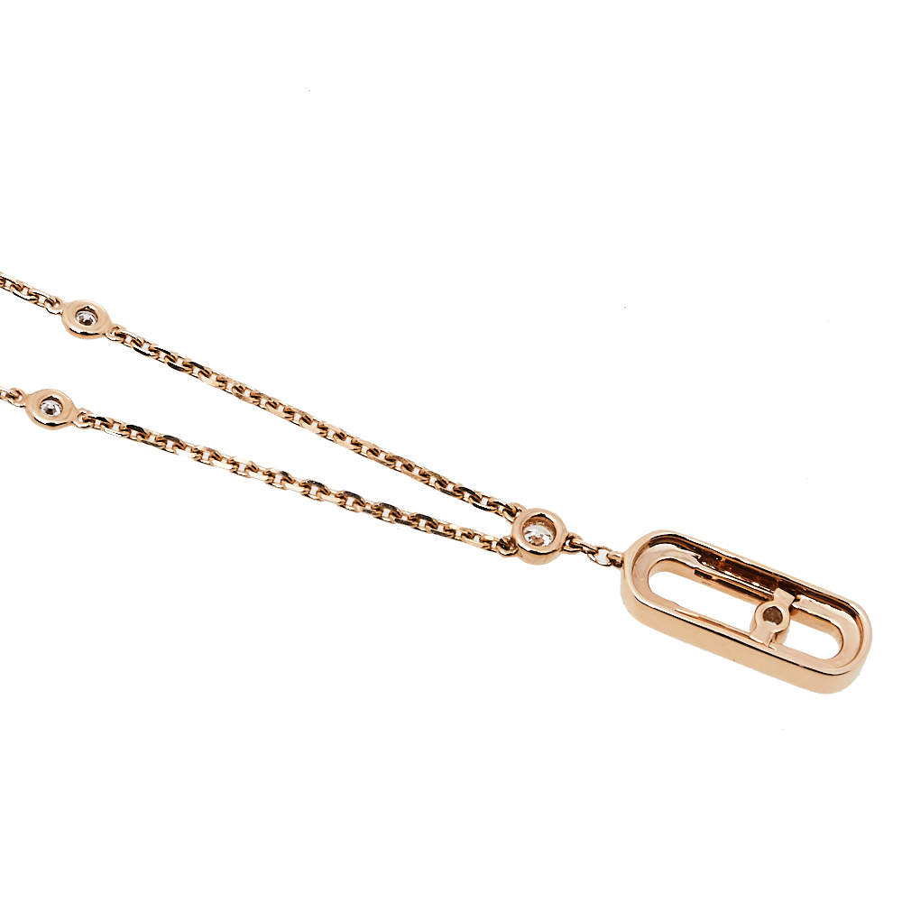 Pre Owned Messika Move Uno Diamond 18K Rose Gold Long Necklace