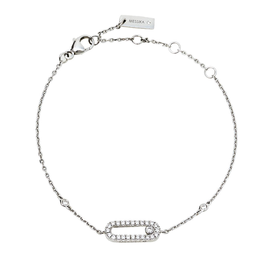 Pre Owned Messika Move Uno Pavé Diamond 18K White Gold Bracelet