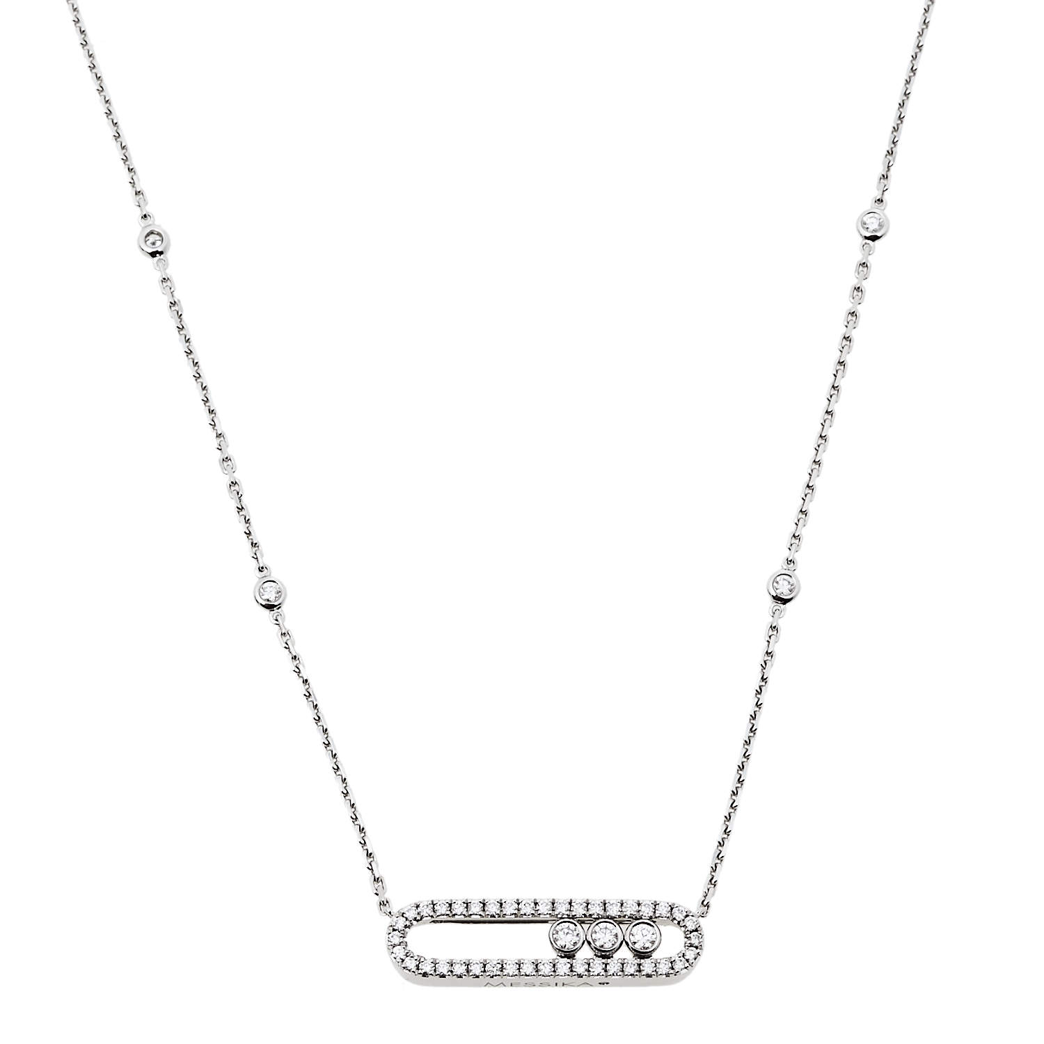 Pre Owned Messika Baby Move Pavé Diamond 18K White Gold Necklace