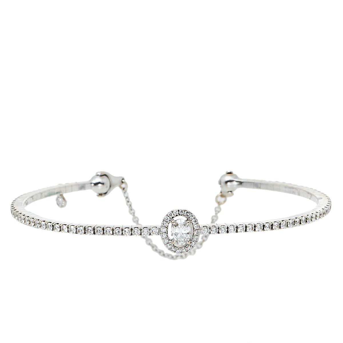 Pre Owned Messika Glam'Azone Diamond Pavé 18K White Gold Bracelet