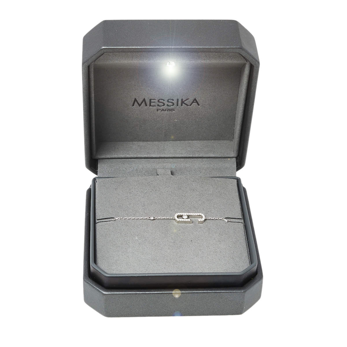 Pre Owned Messika by Gigi Hadid Move Addiction Pave Diamond 18K White Gold Bracelet