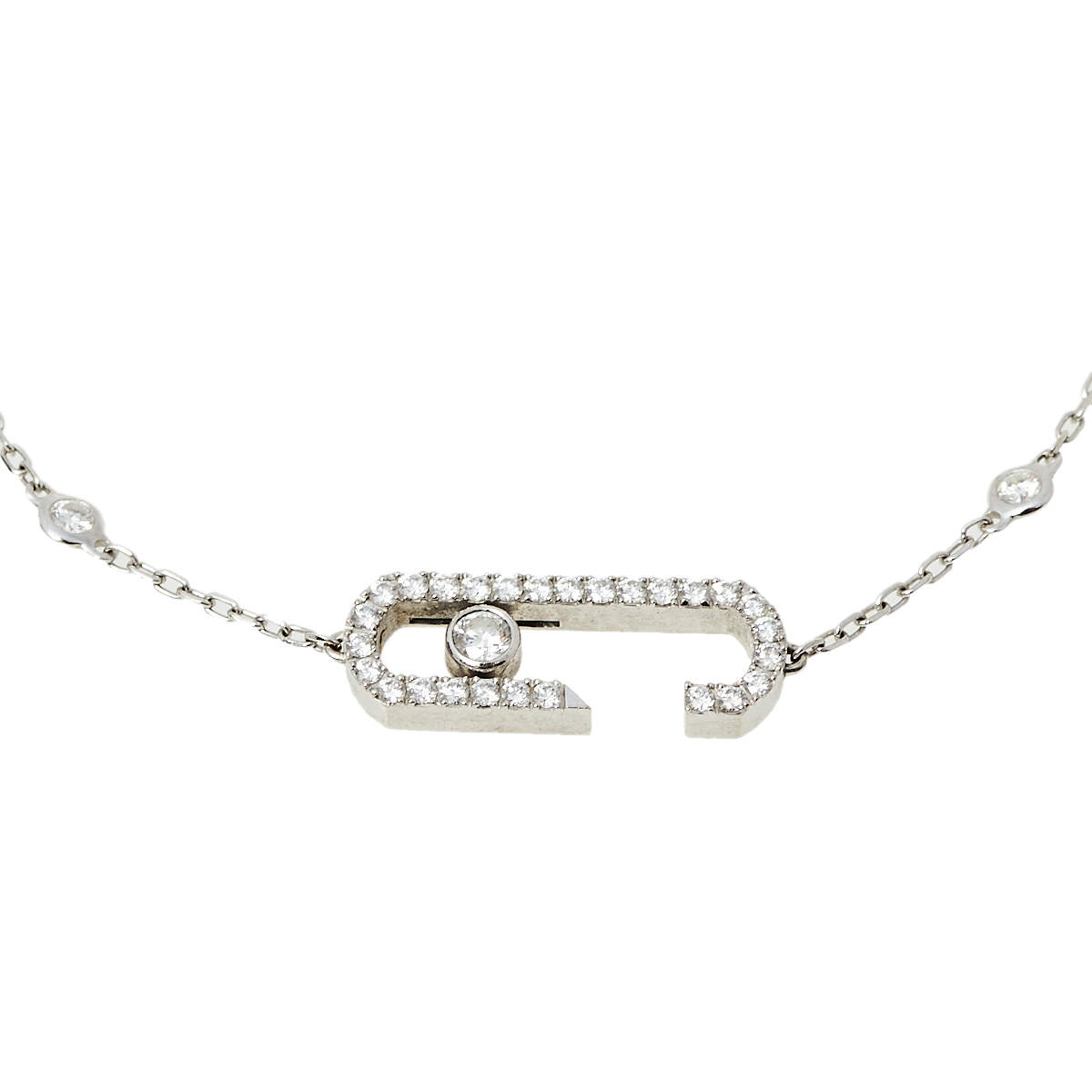 Pre Owned Messika by Gigi Hadid Move Addiction Pave Diamond 18K White Gold Bracelet