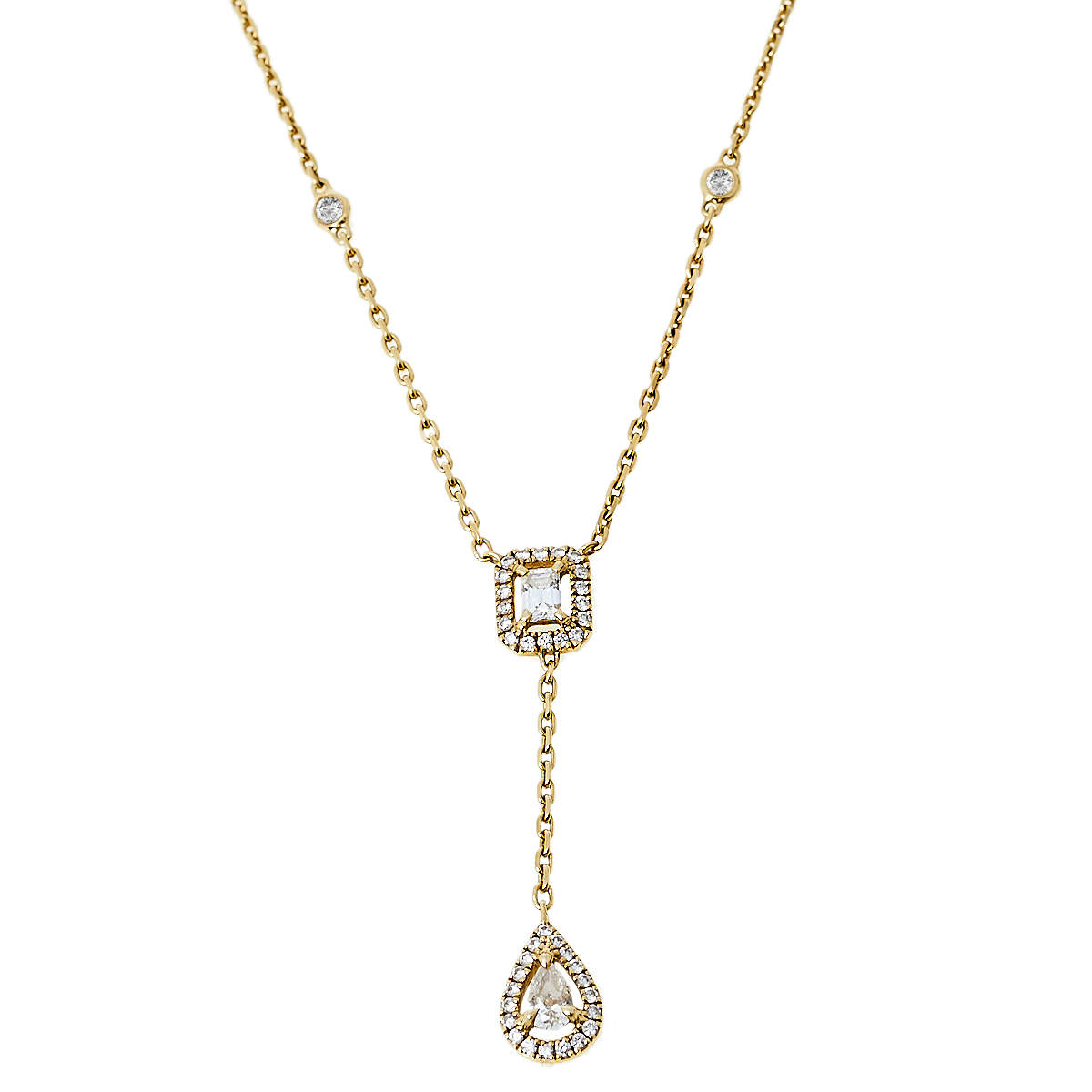 Pre Owned Messika My Twin Tie Diamond 18K Yellow Gold Necklace