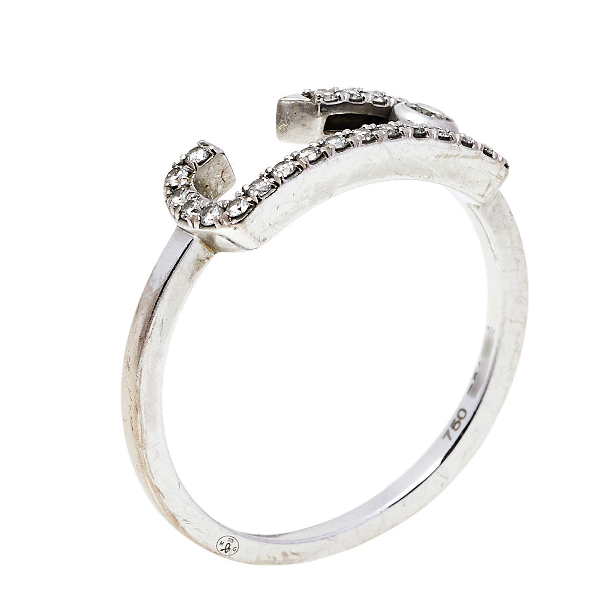 Messika Gigi Hadid Move Addiction Pave Diamond 18K White Gold Ring Size 52