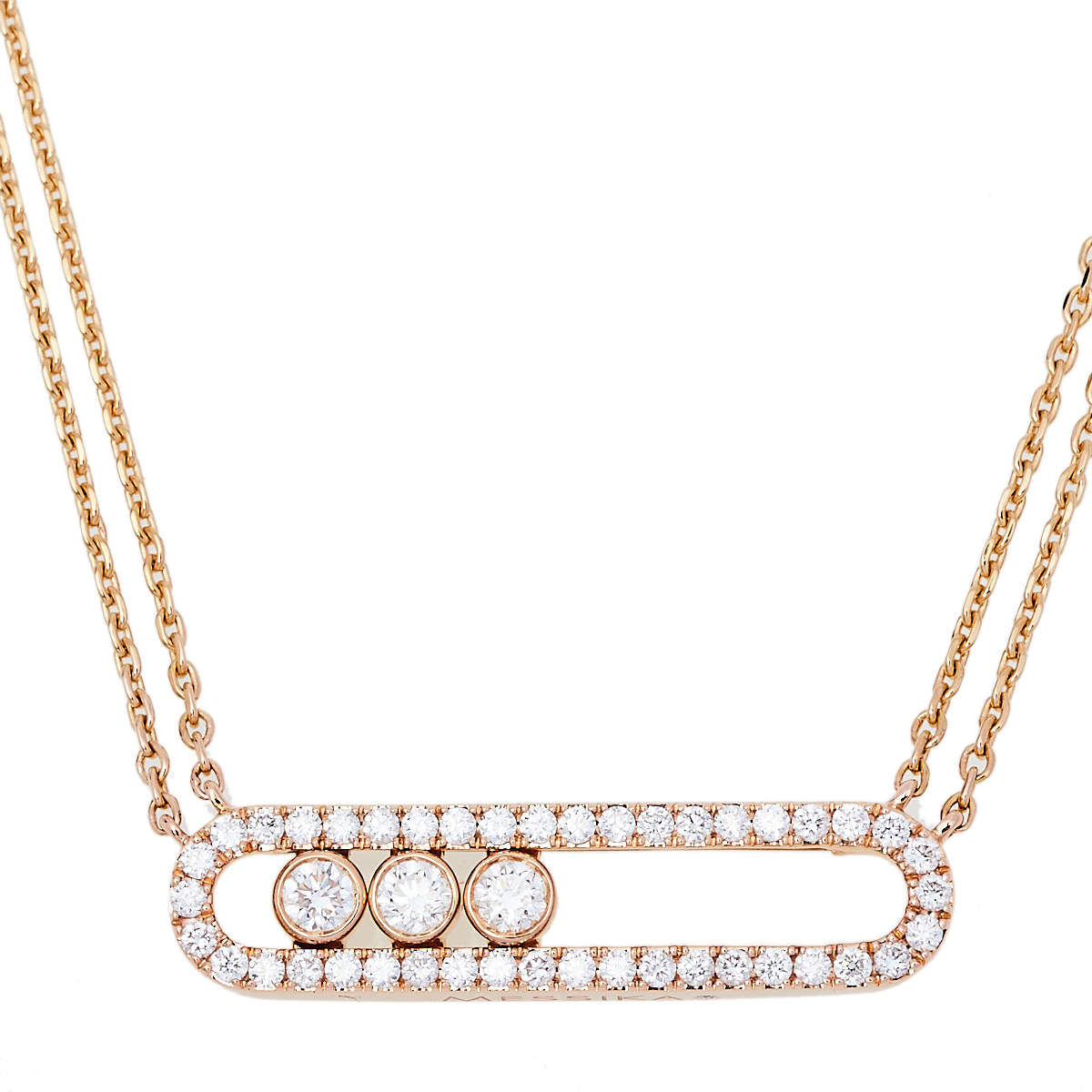 Messika Move Pave Diamond 18K Rose Gold Double Chain Necklace