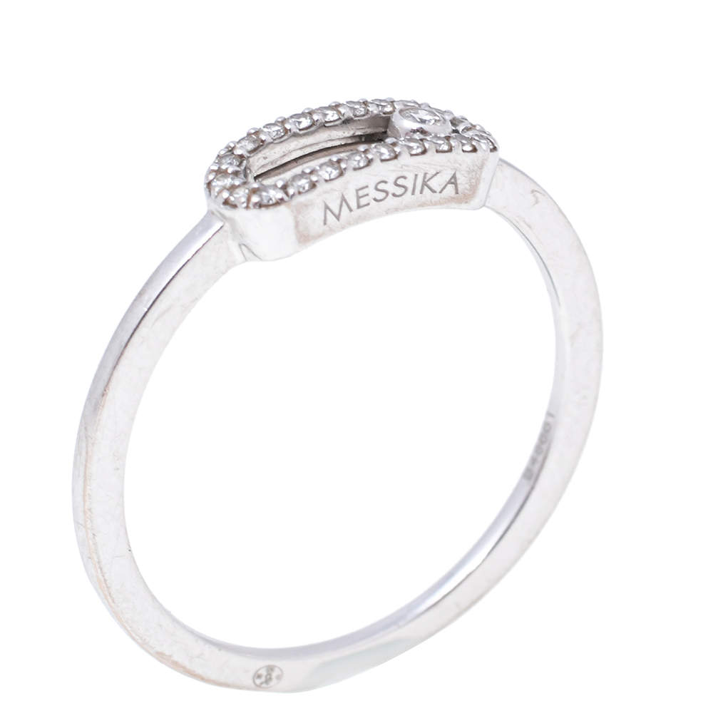 Pre Owned Messika Move Uno Pave Diamond 18K White Gold Ring 53