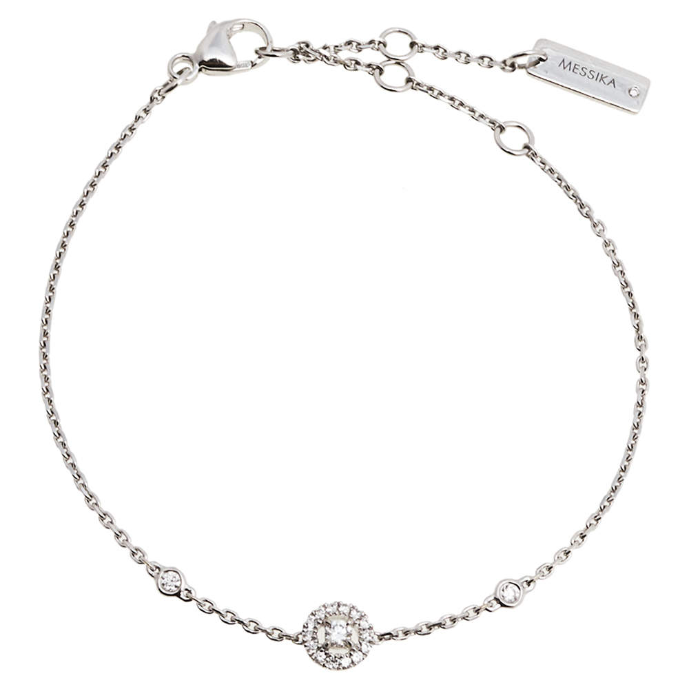 Messika Joy Diamond 18K White Gold Charm Bracelet XS