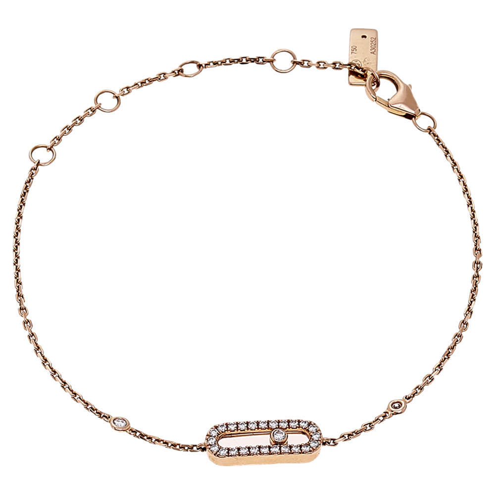 Pre Owned Messika Move Uno Pave Diamond 18K Rose Gold Bracelet