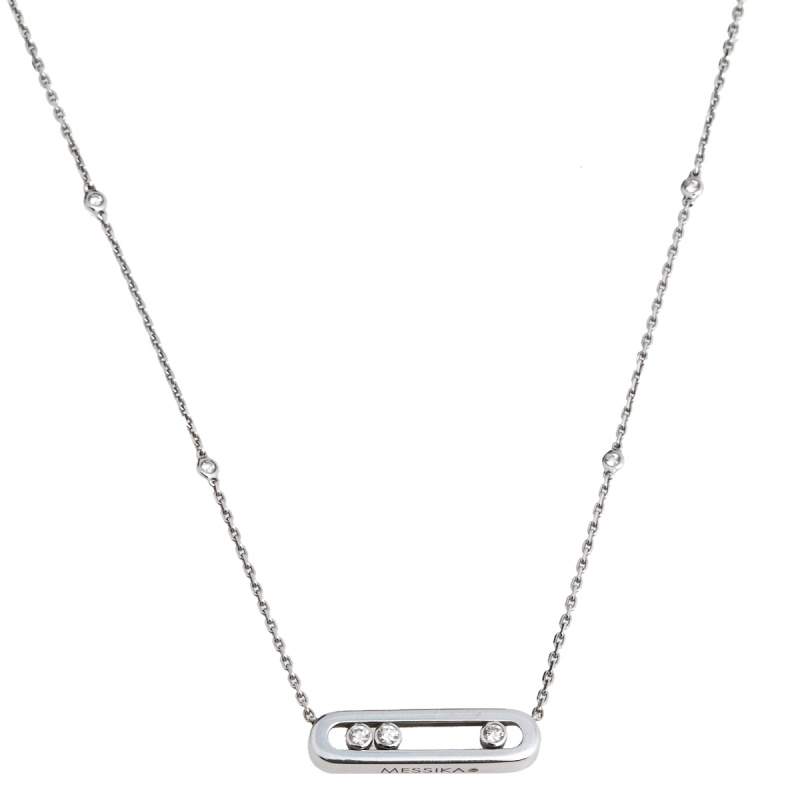 Pre Owned Messika Baby Move Diamond 18K White Gold Pendant Necklace
