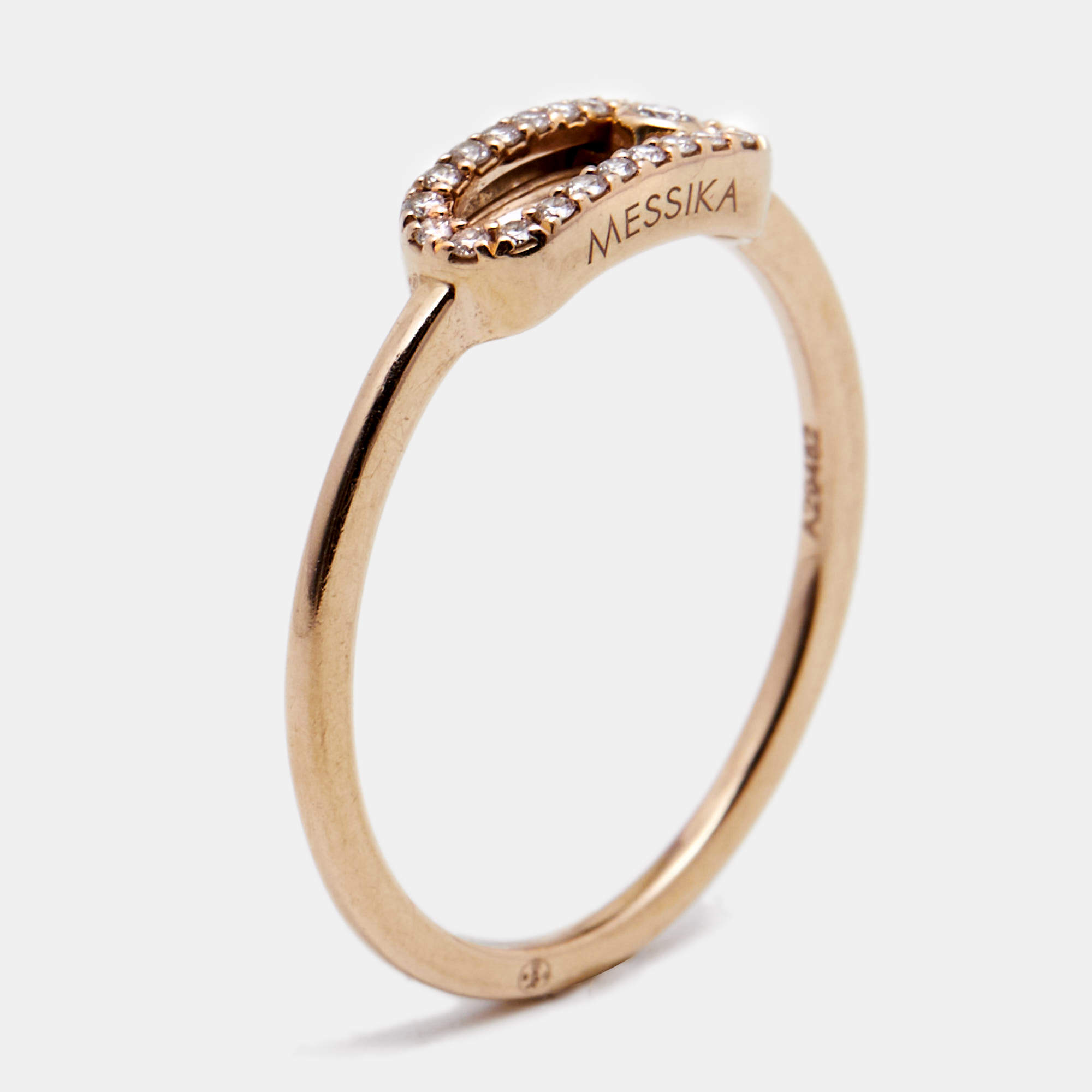 Pre Owned Messika Move Uno Diamonds 18k Rose Gold Ring Size 51