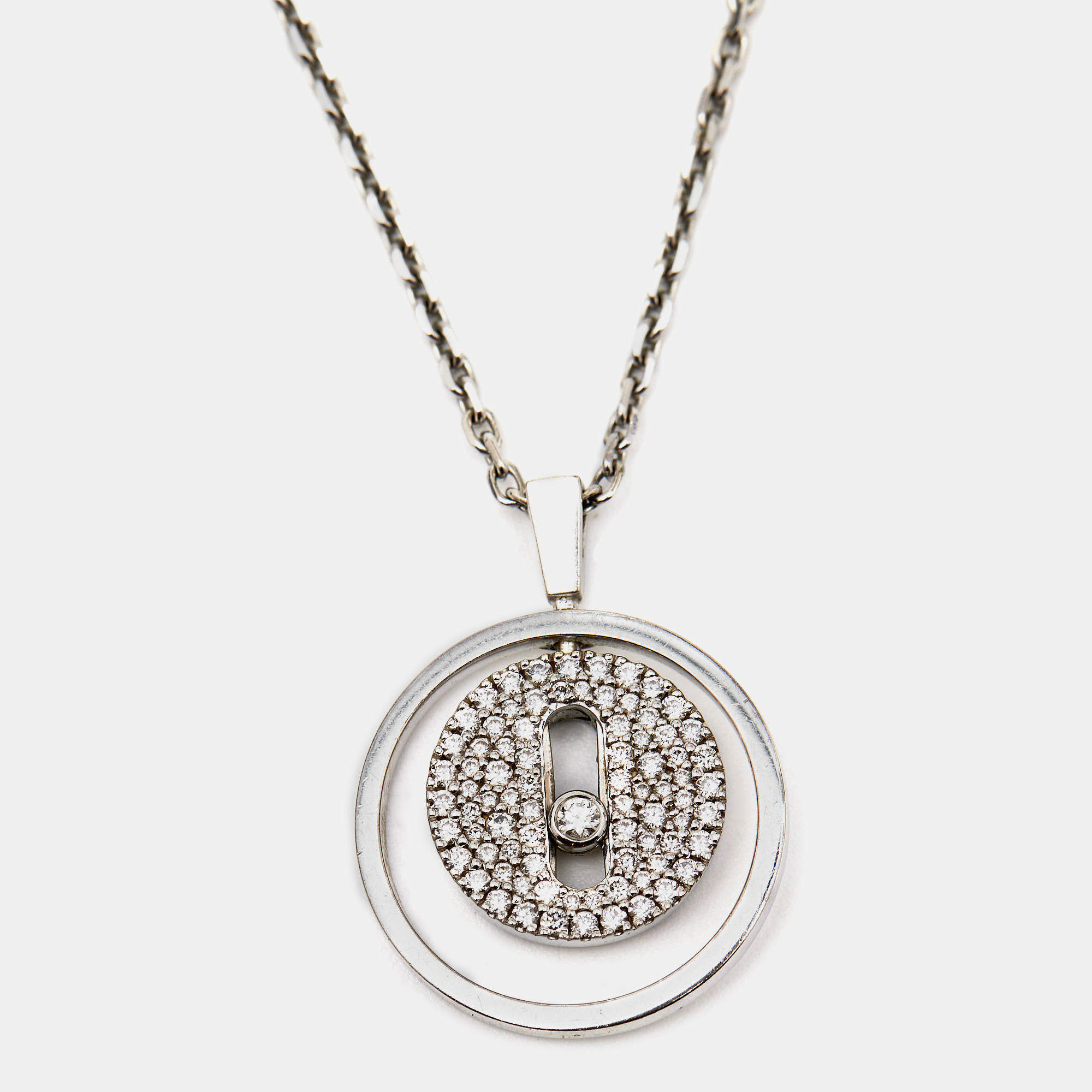 Pre Owned Messika Lucky Move Diamond 18k White Gold Necklace