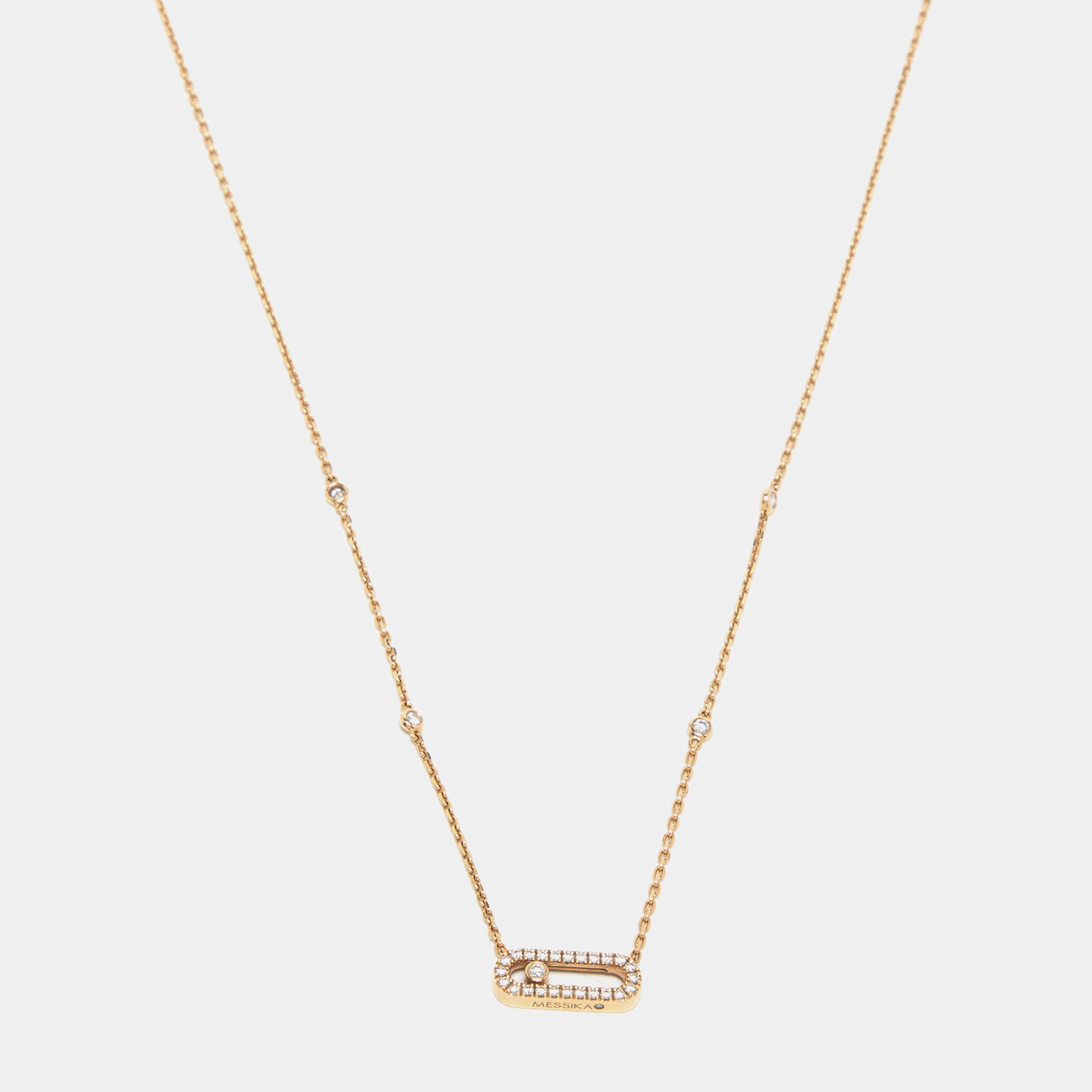 Pre Owned Messika Move Uno Pave Diamond 18k Rose Gold Necklace