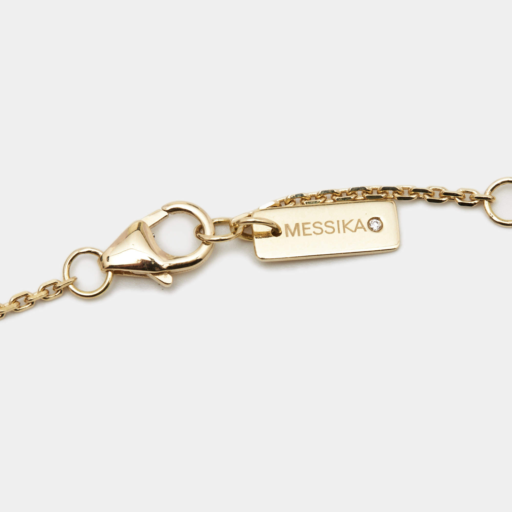Pre Owned Messika Move Classic 2 Rows Pave Diamond 18k Yellow Gold Necklace
