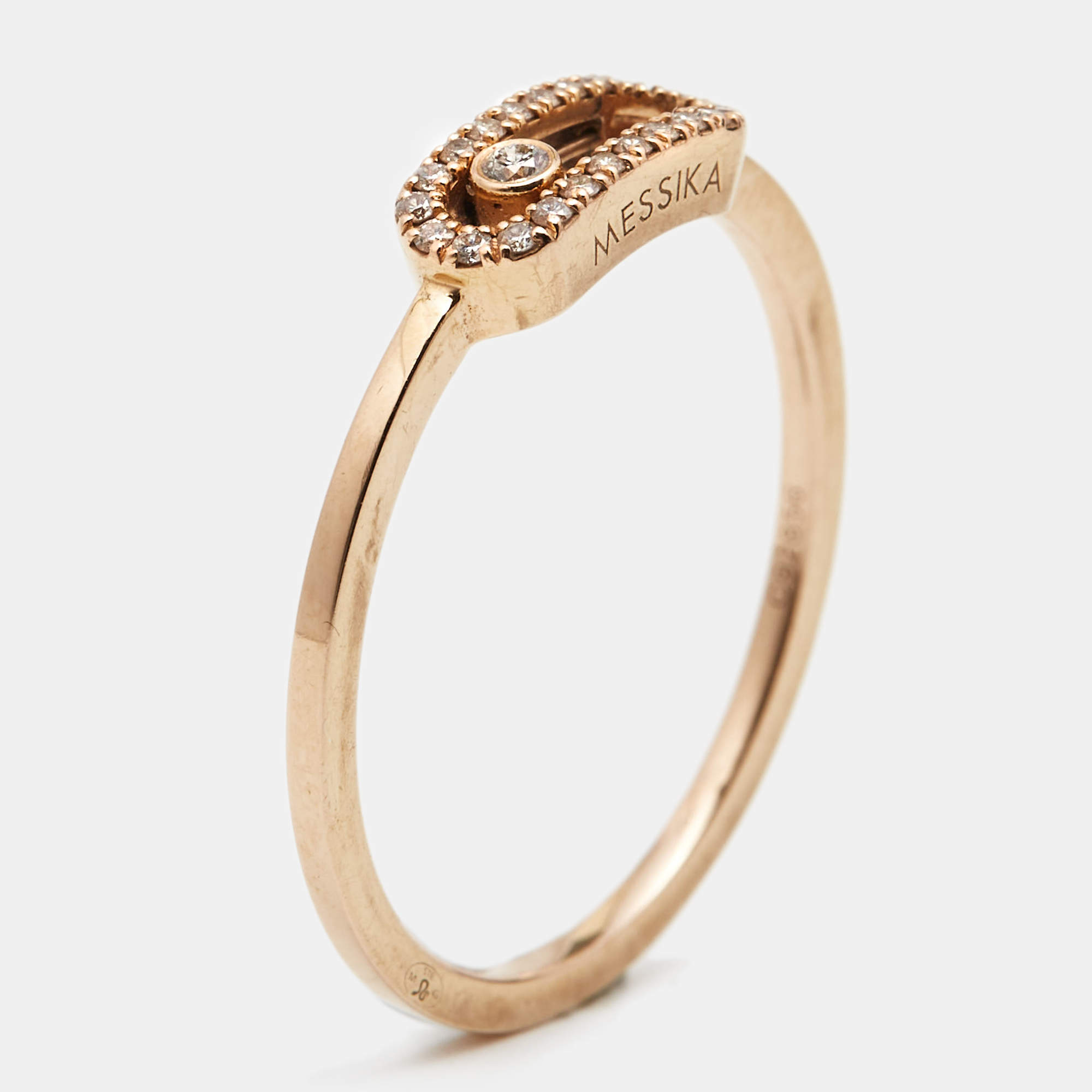 Messika Move Uno Paved Diamond 18k Rose Gold Ring Size 56
