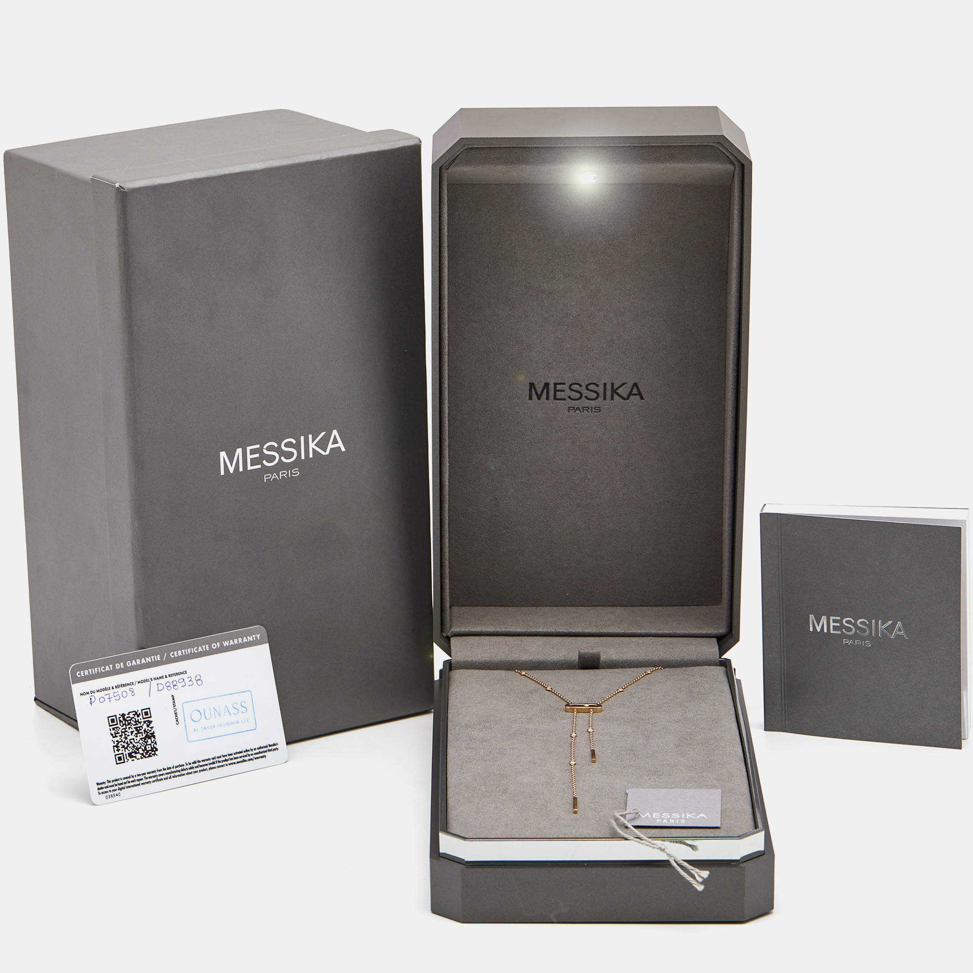 Pre Owned Messika Move Uno Caravate Diamond 18k Rose Gold Tie Necklace