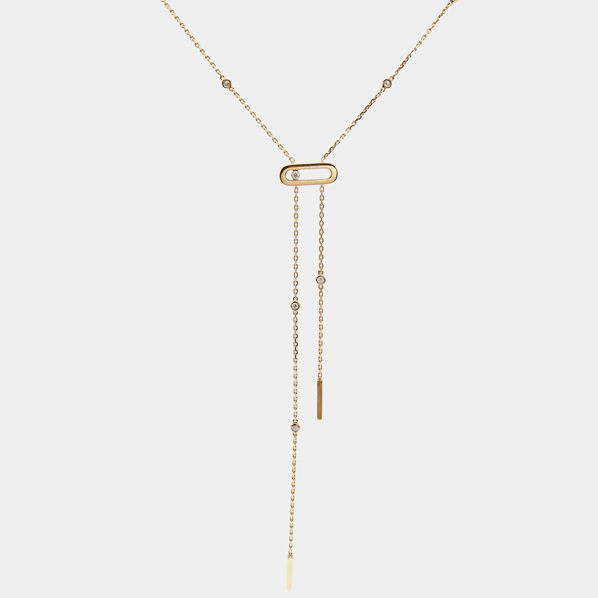 Pre Owned Messika Move Uno Caravate Diamond 18k Rose Gold Tie Necklace