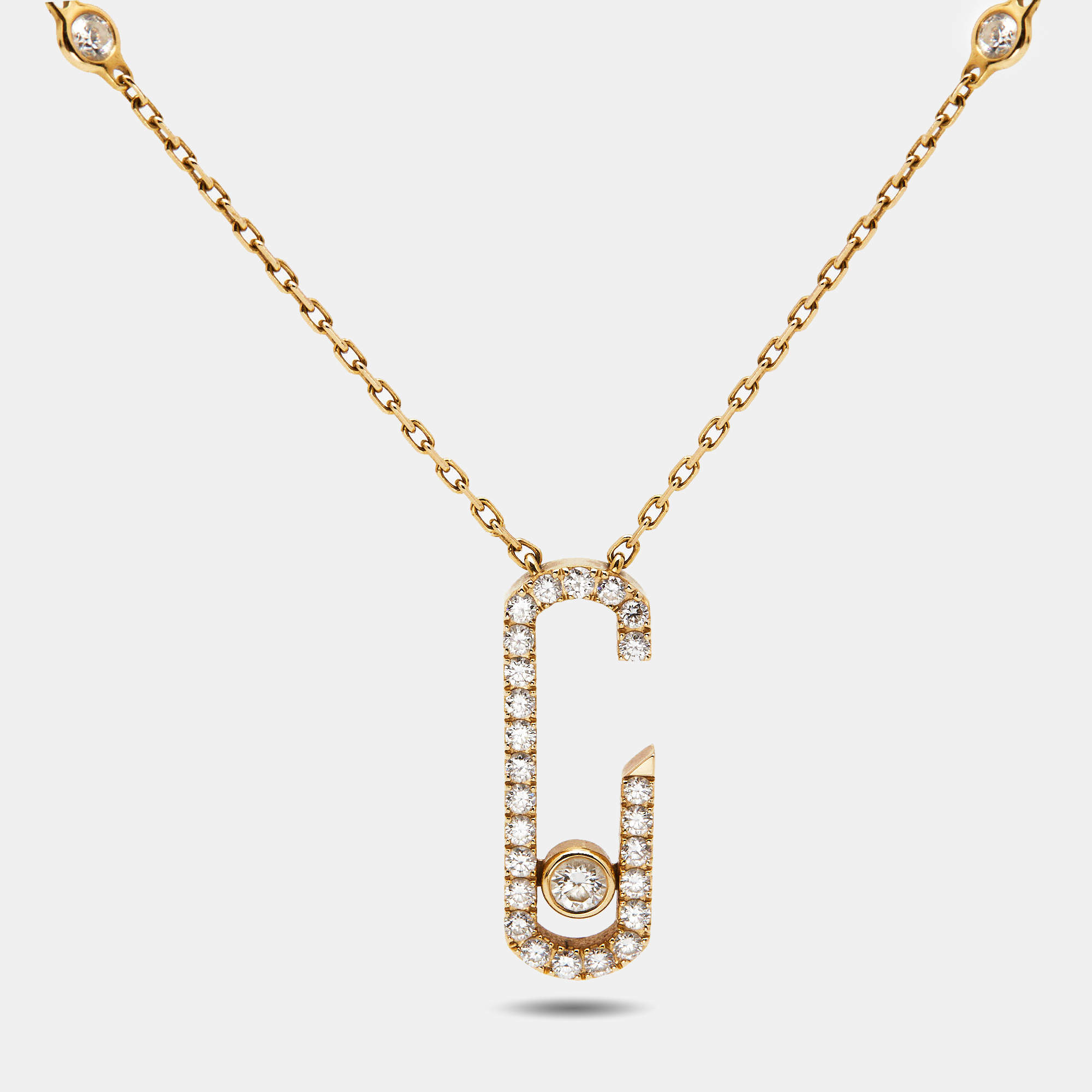 Pre Owned Messika Gigi Hadid Move Addiction Diamond 18k Rose Gold Necklace