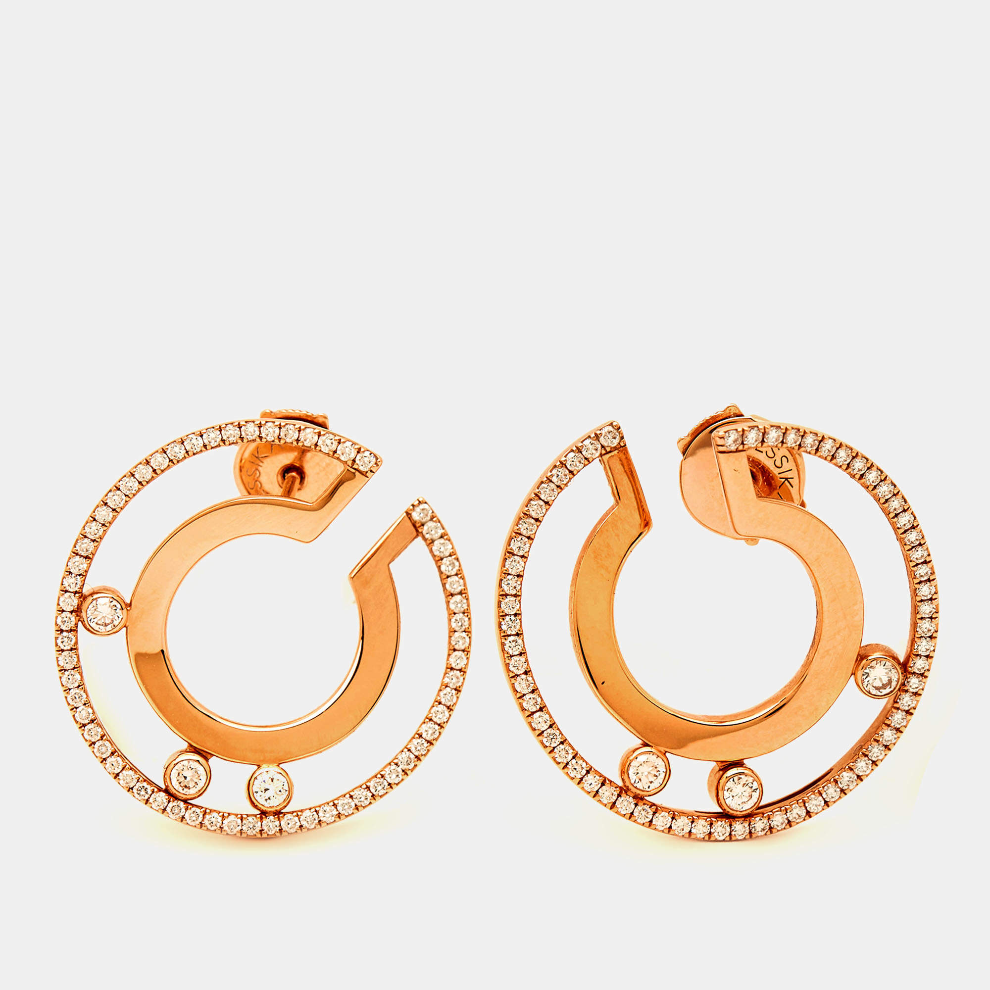 Messika Move Romane Diamonds 18k Rose Gold Hoop Earrings
