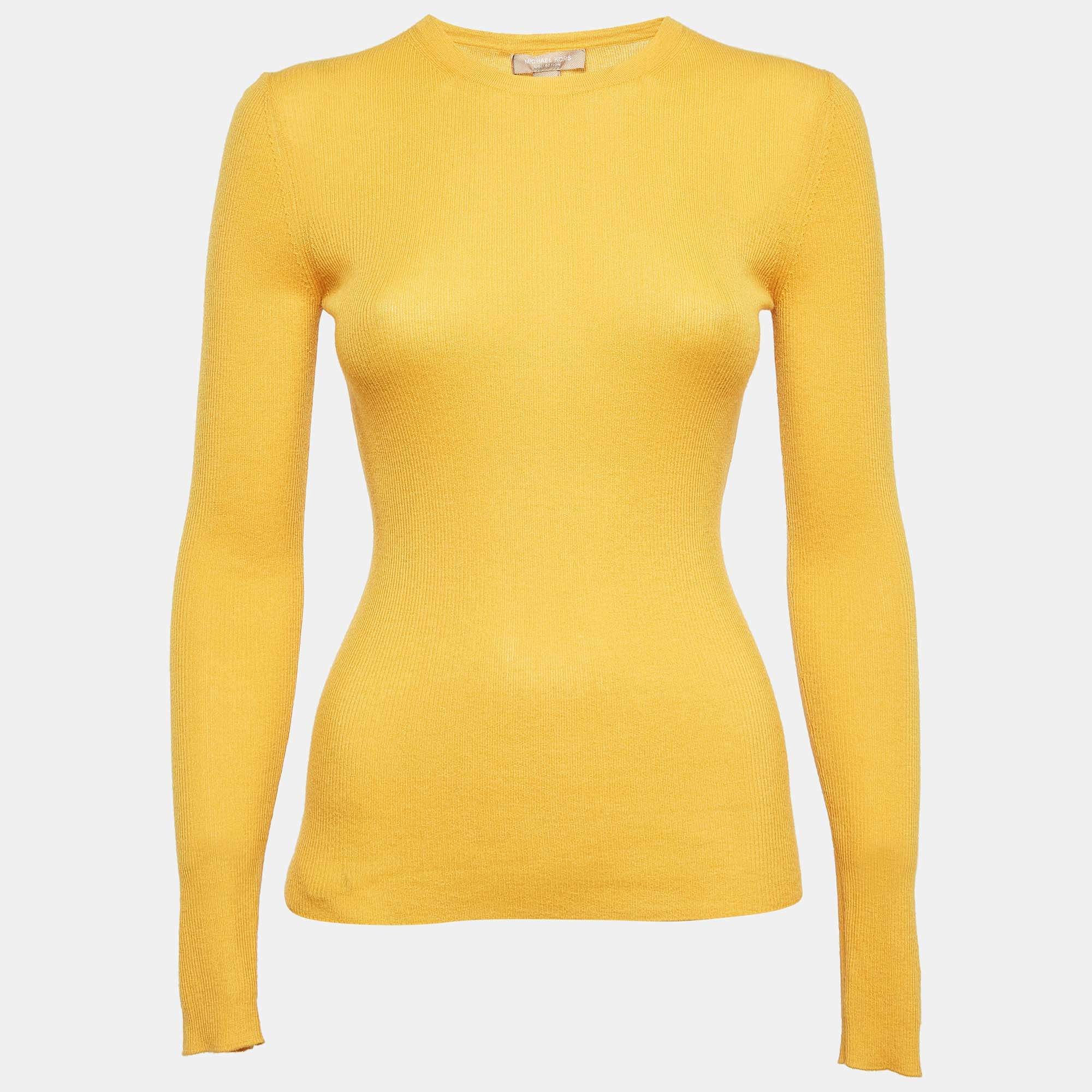 Michael Kors Lemon Yellow Cashmere Knit Jumper S