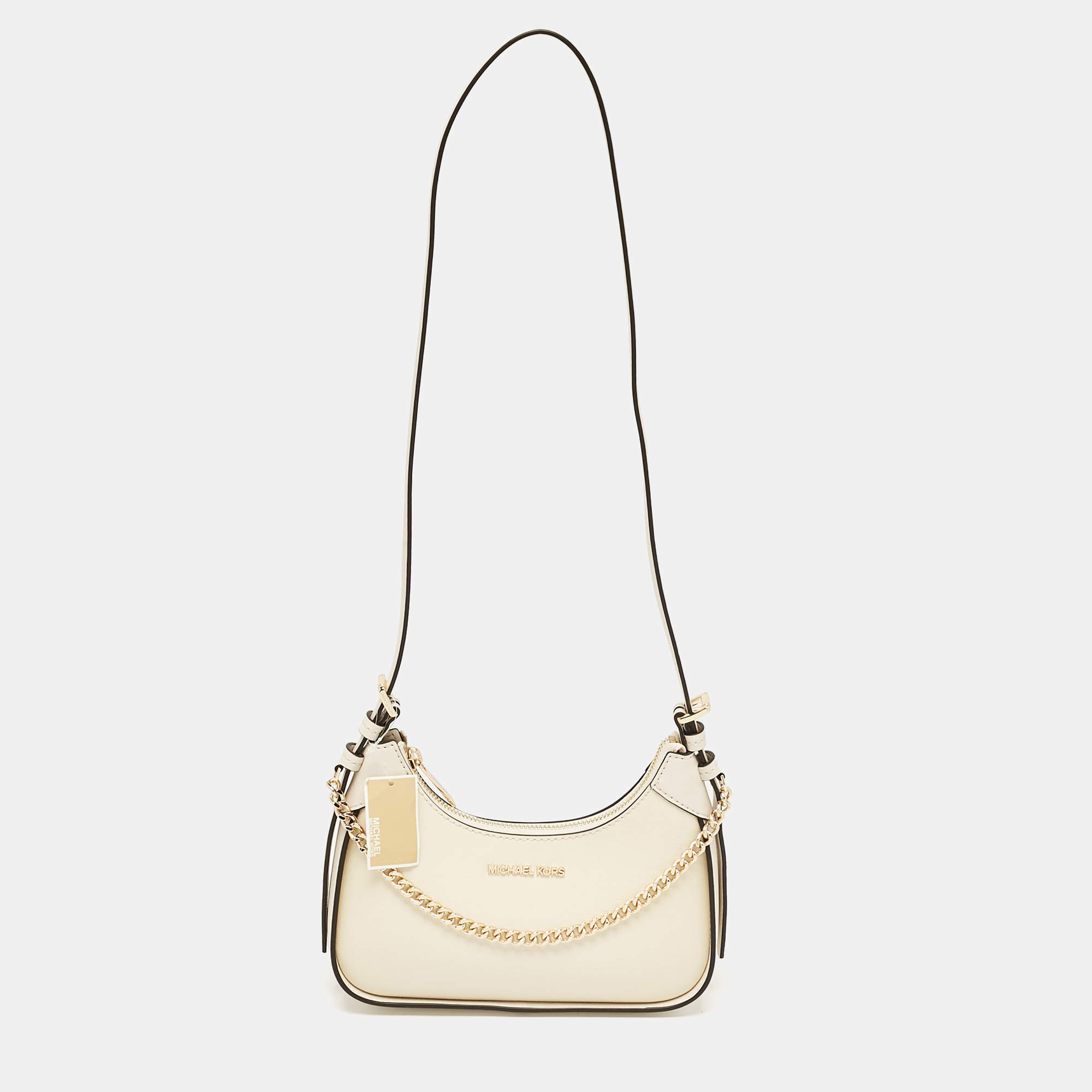 Michael Kors Cream Leather Small Wilma Crossbody Bag