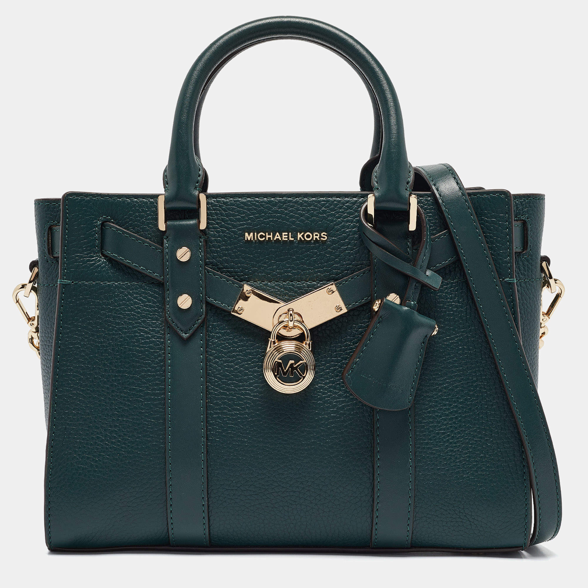 Michael Kors Green Leather Small Nouveau Hamilton Tote