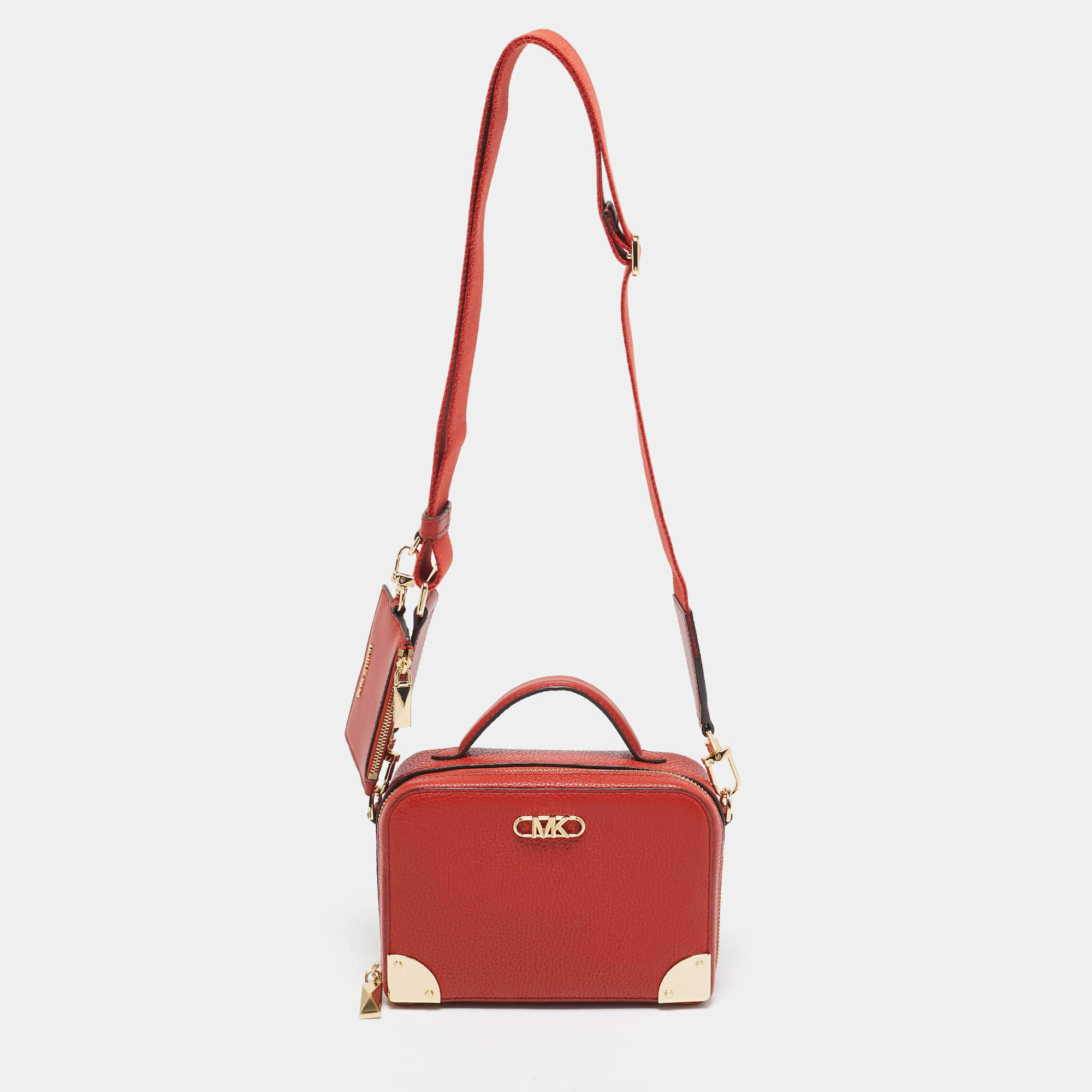 Michael Kors Burnt Orange Leather Small Estelle Trunk Bag