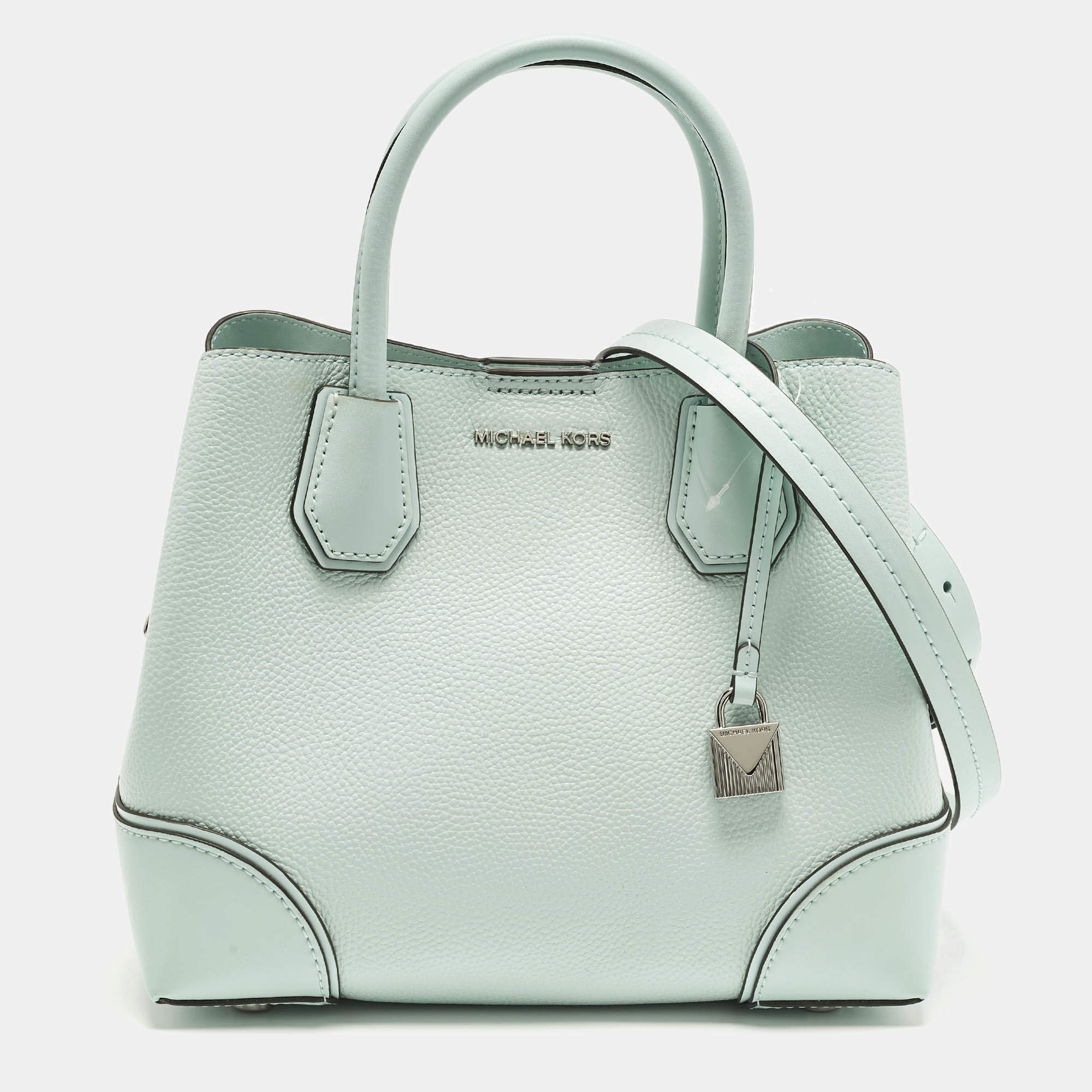 مملوكة مسبقًا Michael Kors Mercer Gallery Small Light Aqua Green Leather Tote