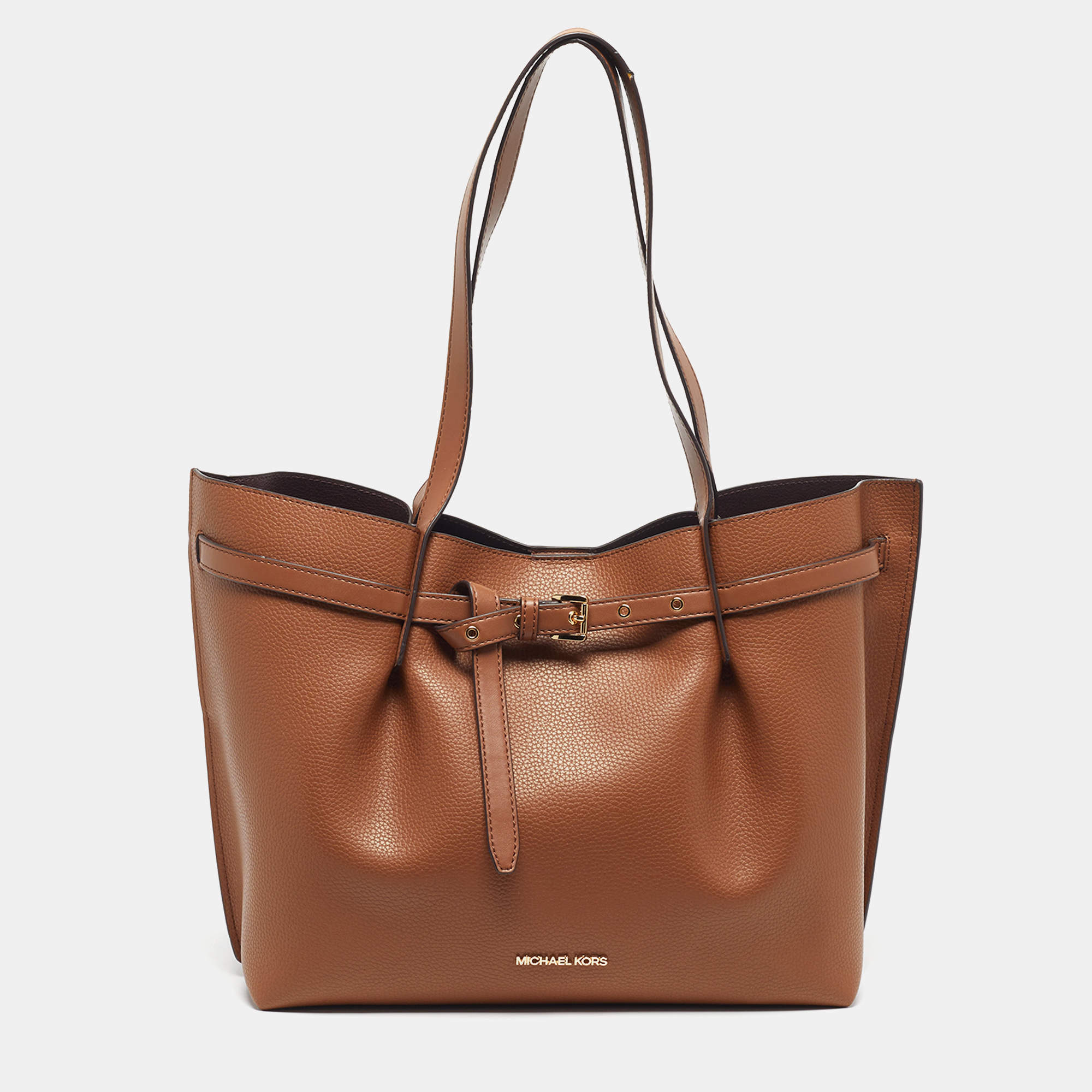 مملوكة مسبقًا Michael Kors Large Emilia East West Brown Leather Tote