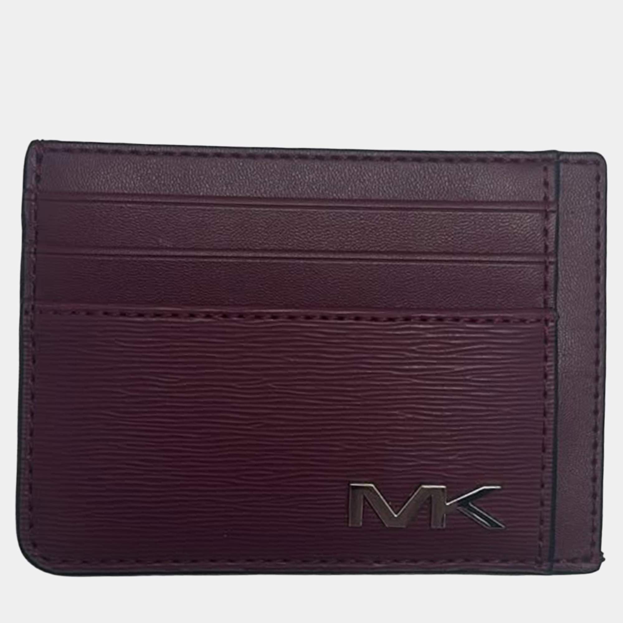 Pre Owned Michael Kors Burgundy Card Holder