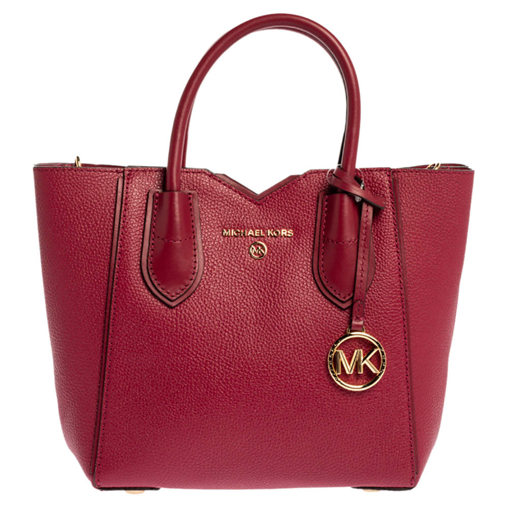 Pre Owned Michael Kors Rasperry Red Leather Mae Tote