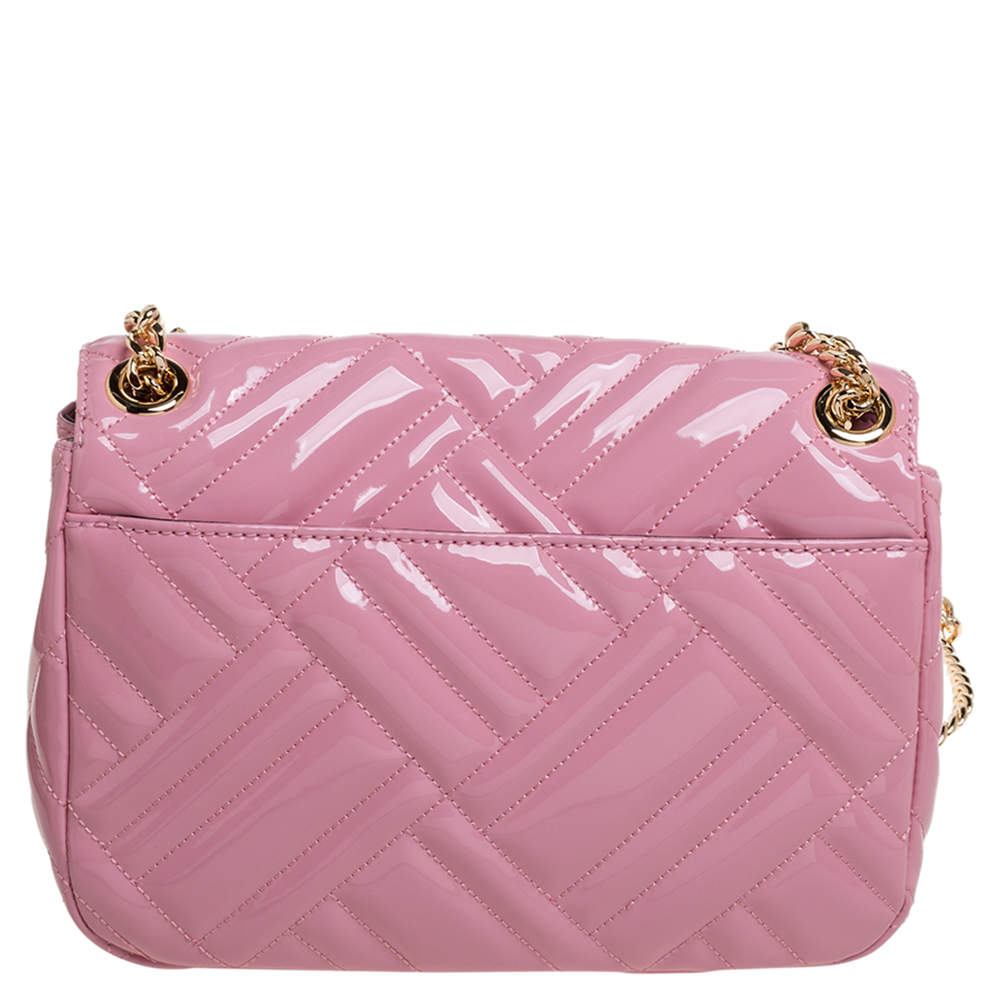 Michael Kors Pink Patent Leather Medium Peyton Shoulder Bag